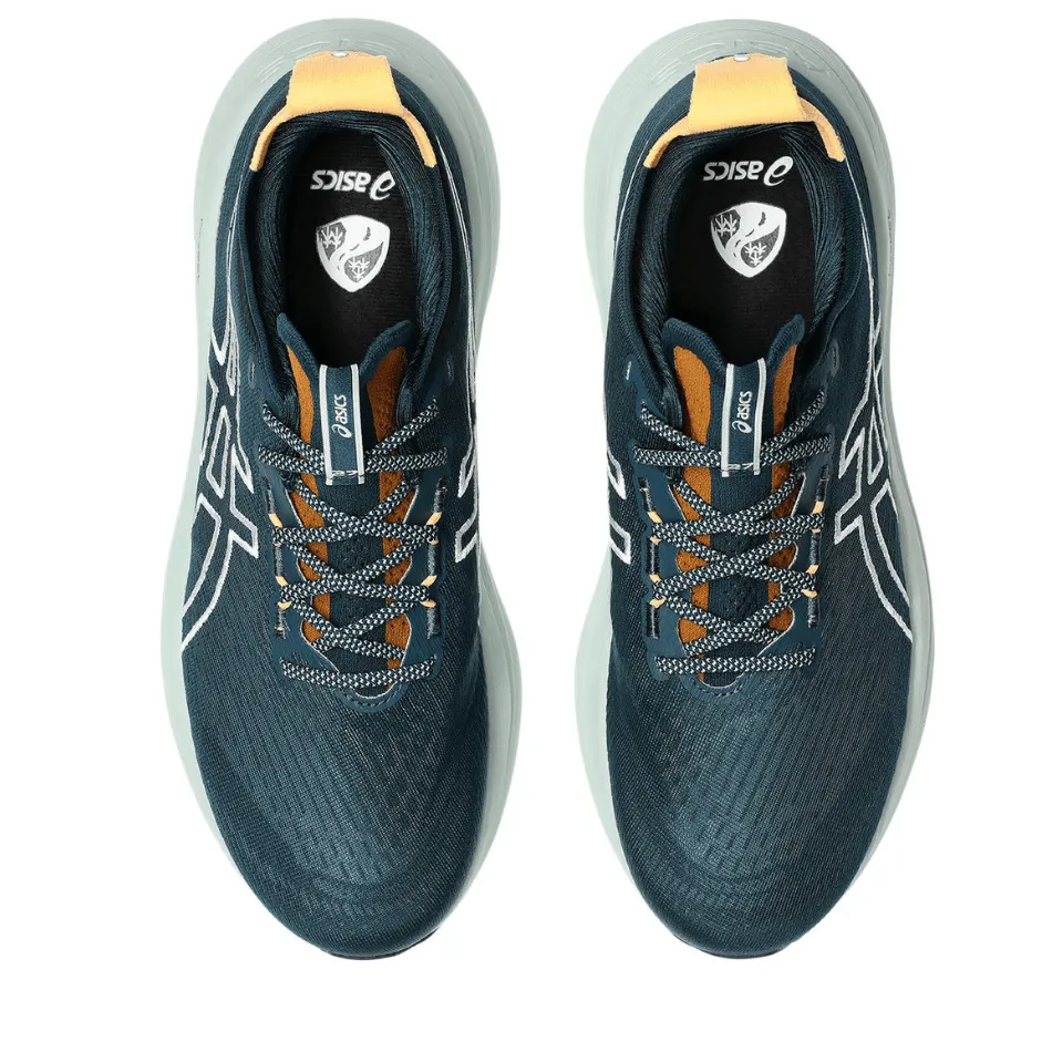 Foot Compression Sleeves Matte ASICS Men's GEL-NIMBUS 27 TR Running Shoes in Nature Bathing/Tranquil Teal AW25