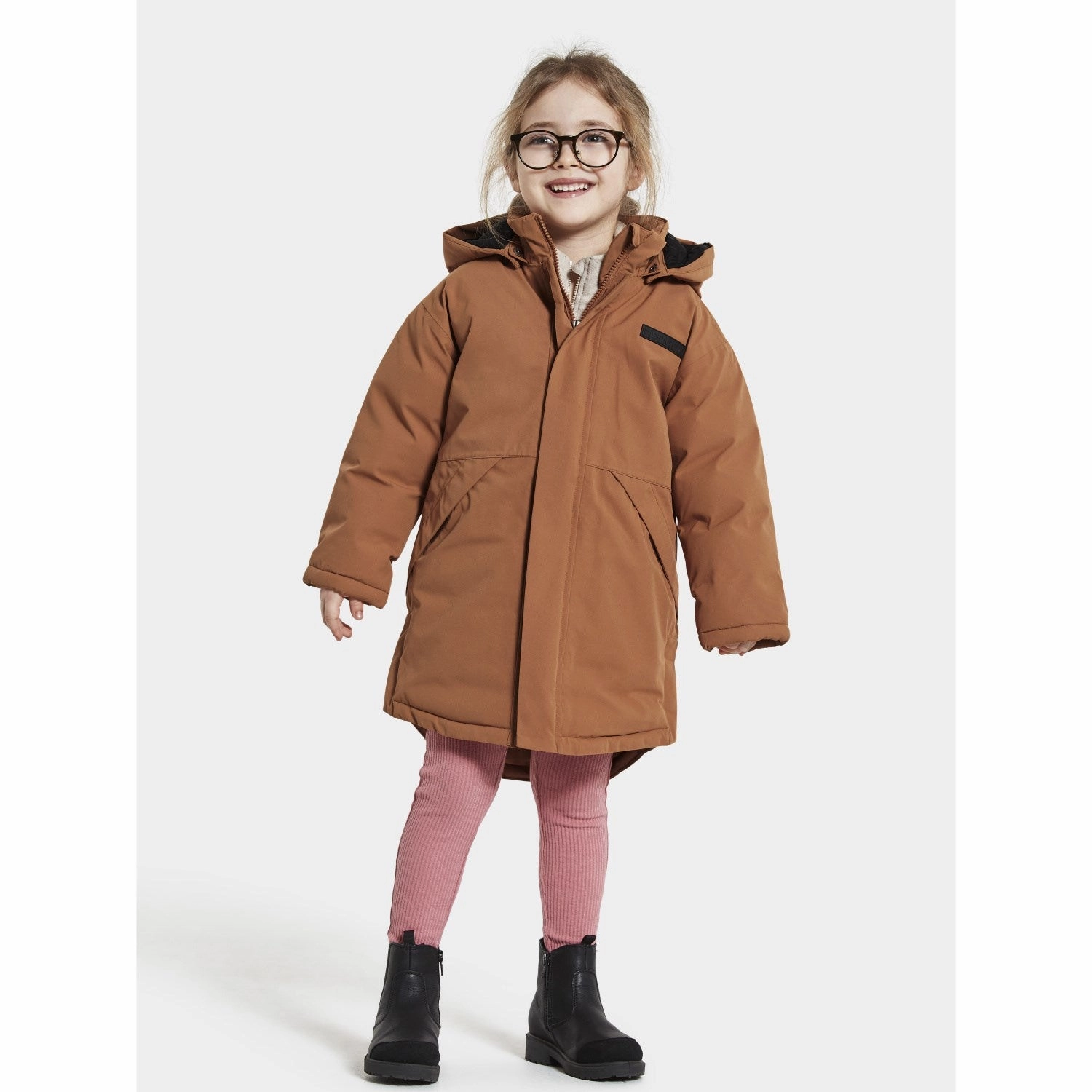 Double Stitched Seams Didriksons Acorn Brown Timon Kids Parka