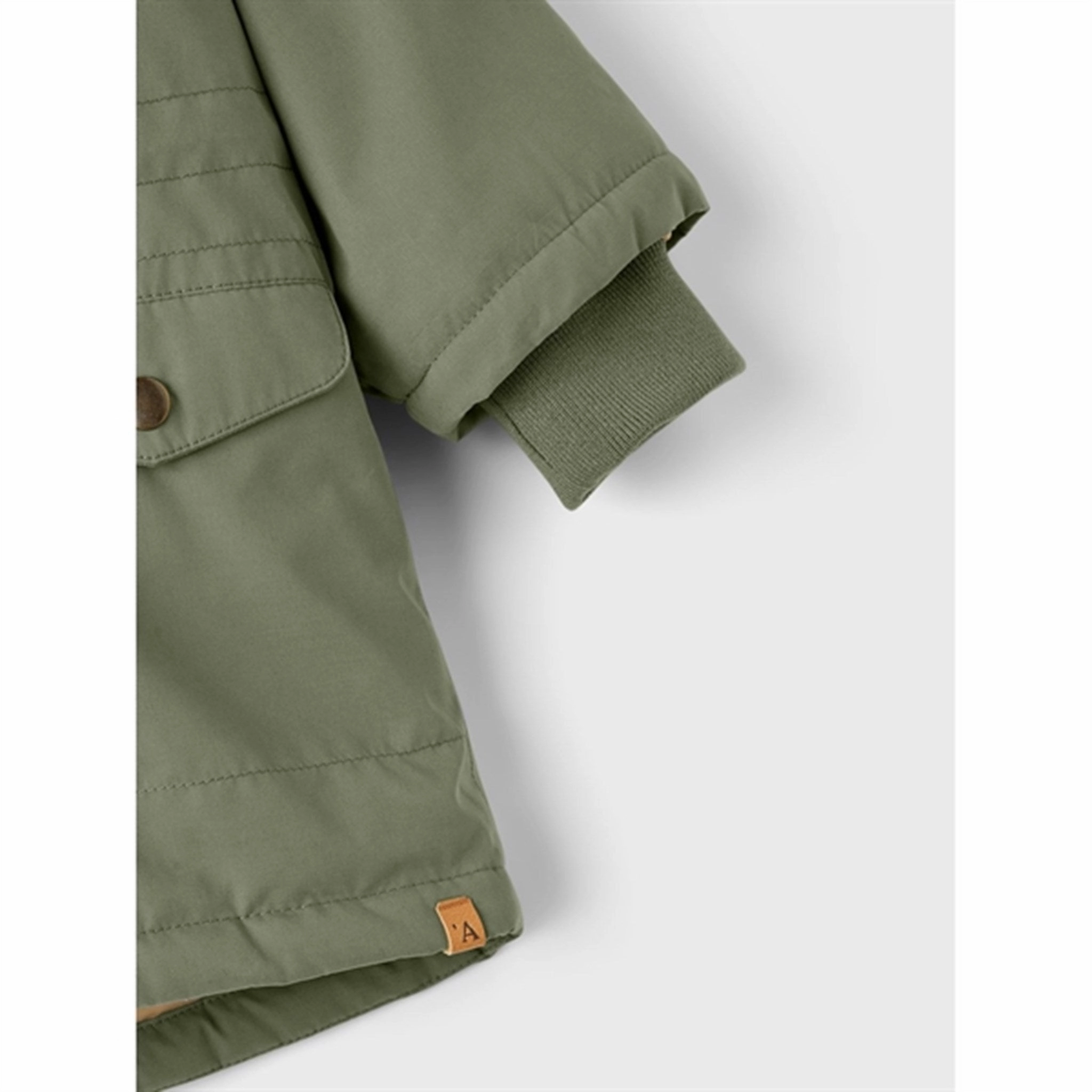 TearResistantFabric Adjustable Fit Design Lil'Atelier Oil Green Golan Padded Jacket