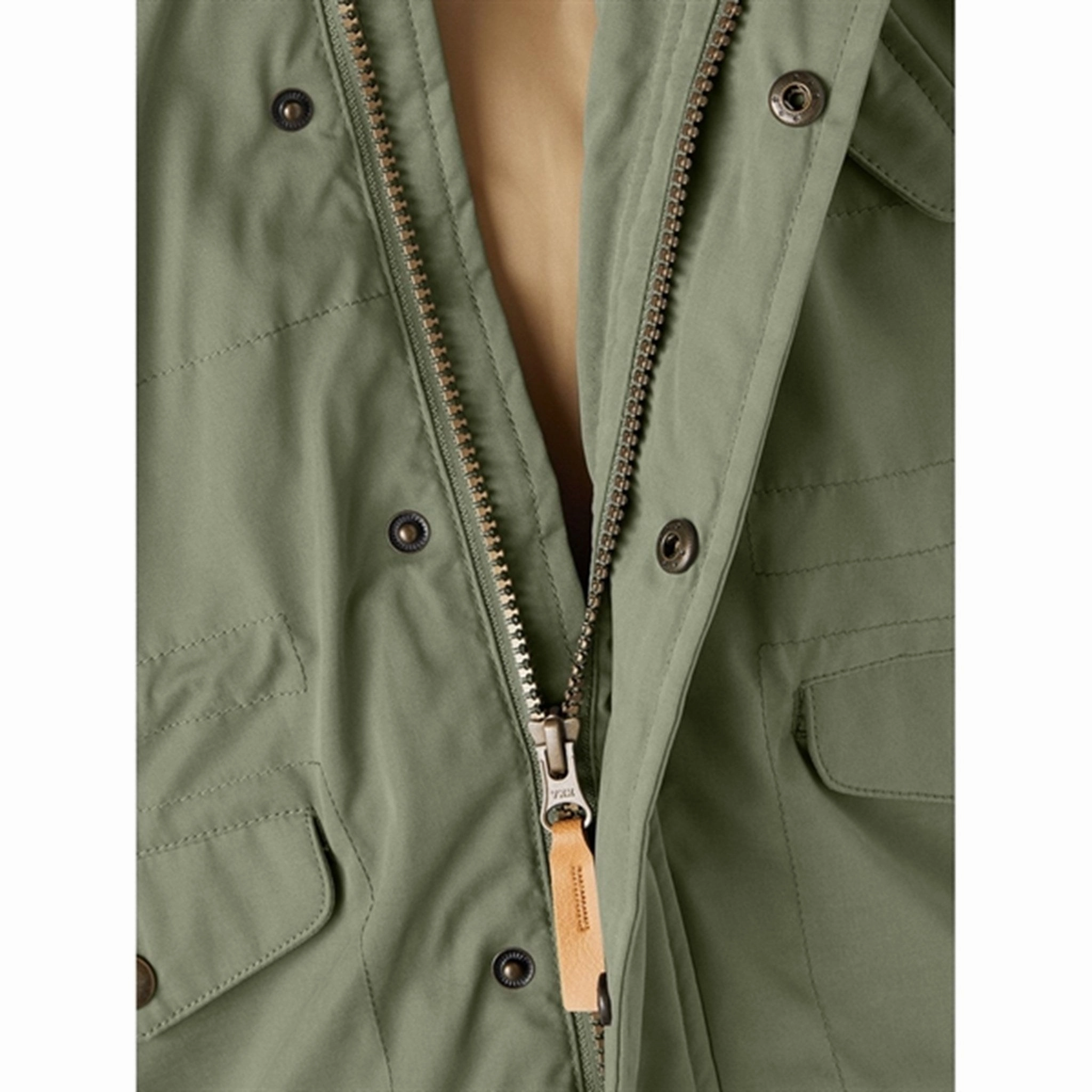 Lil'Atelier Oil Green Golan Padded Jacket Statement Outerwear Flatlock Seam Construction