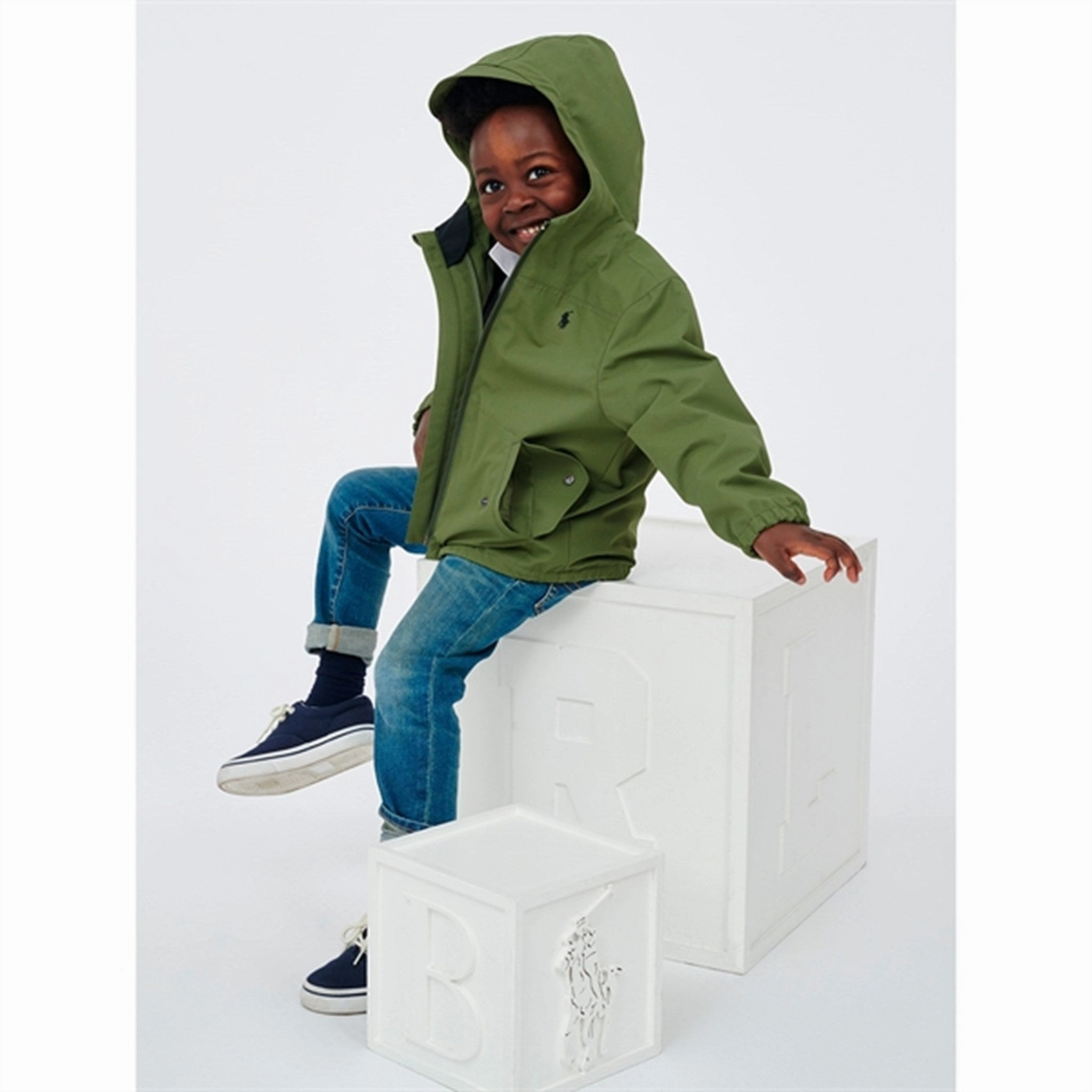 Polo Ralph Lauren Boy Windbreaker Army Olive Comfort Stretch Fabric