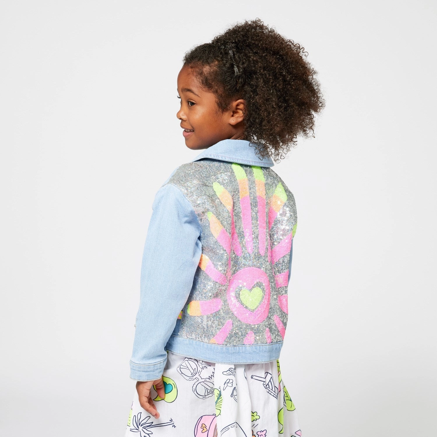 Glove Friendly Cuff Design Billieblush Double Stone Bleach Denim Jacket