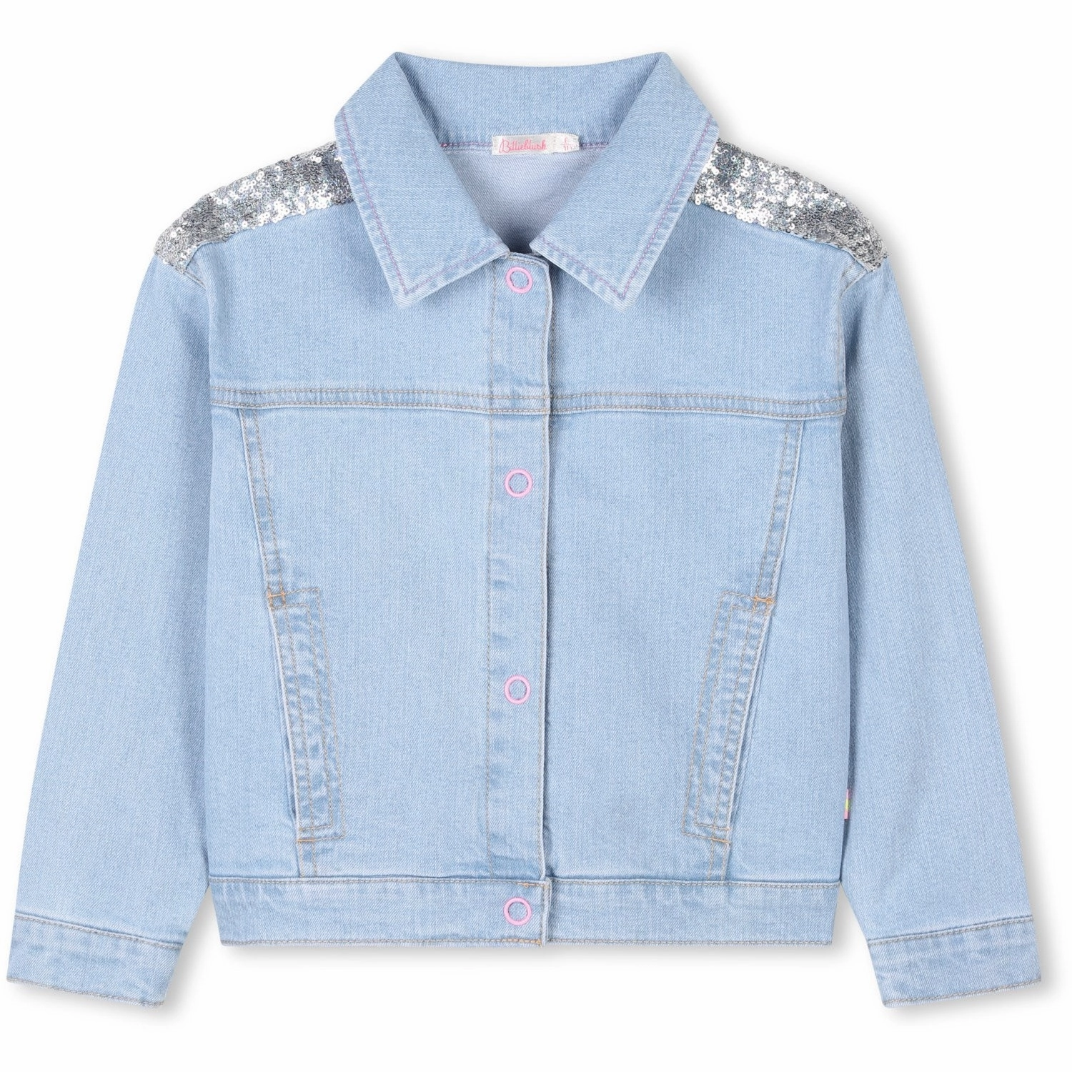 Billieblush Double Stone Bleach Denim Jacket Wool blend Adjustable Fit Design