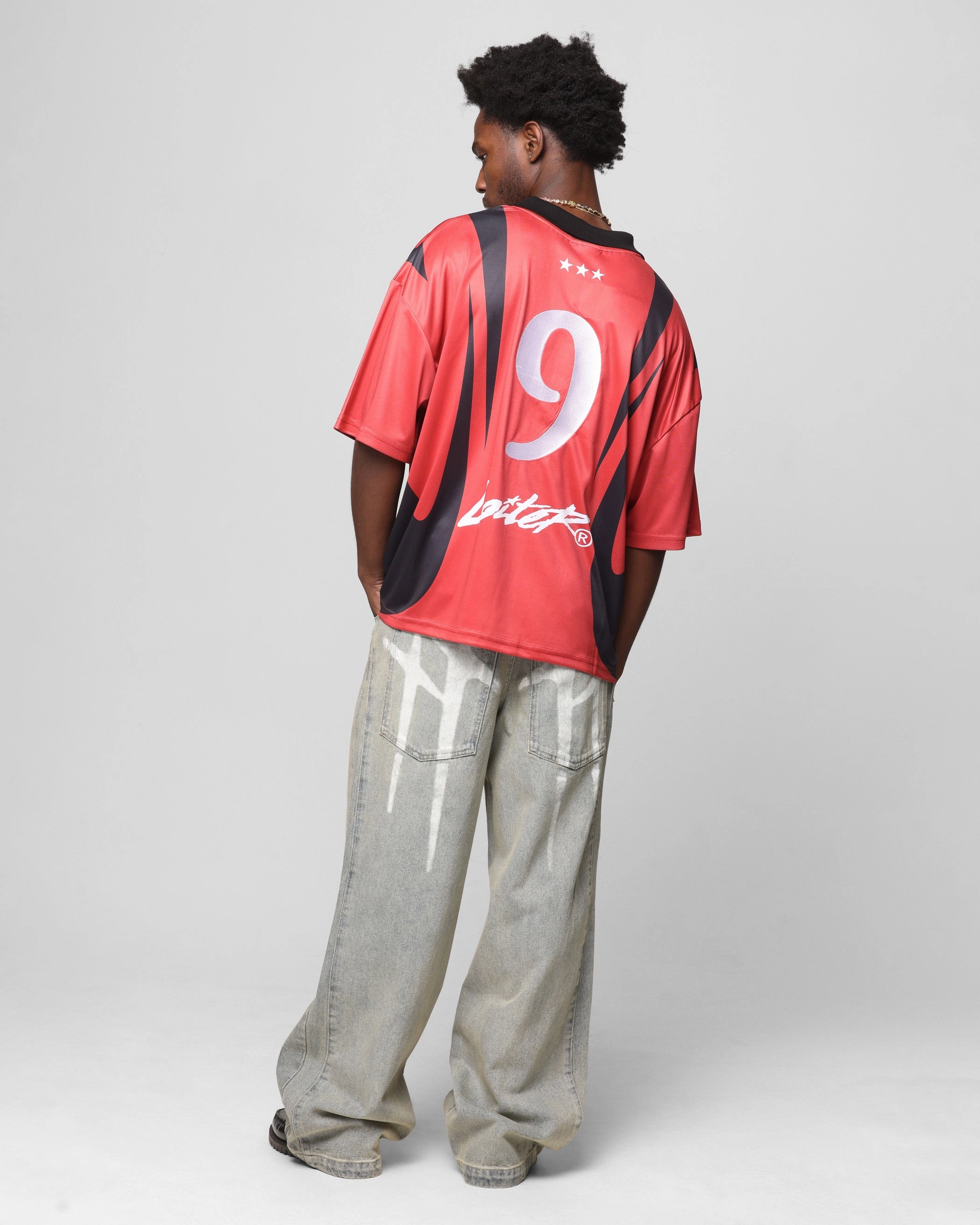 Loiter United Football Jersey Red Tagless Neckline