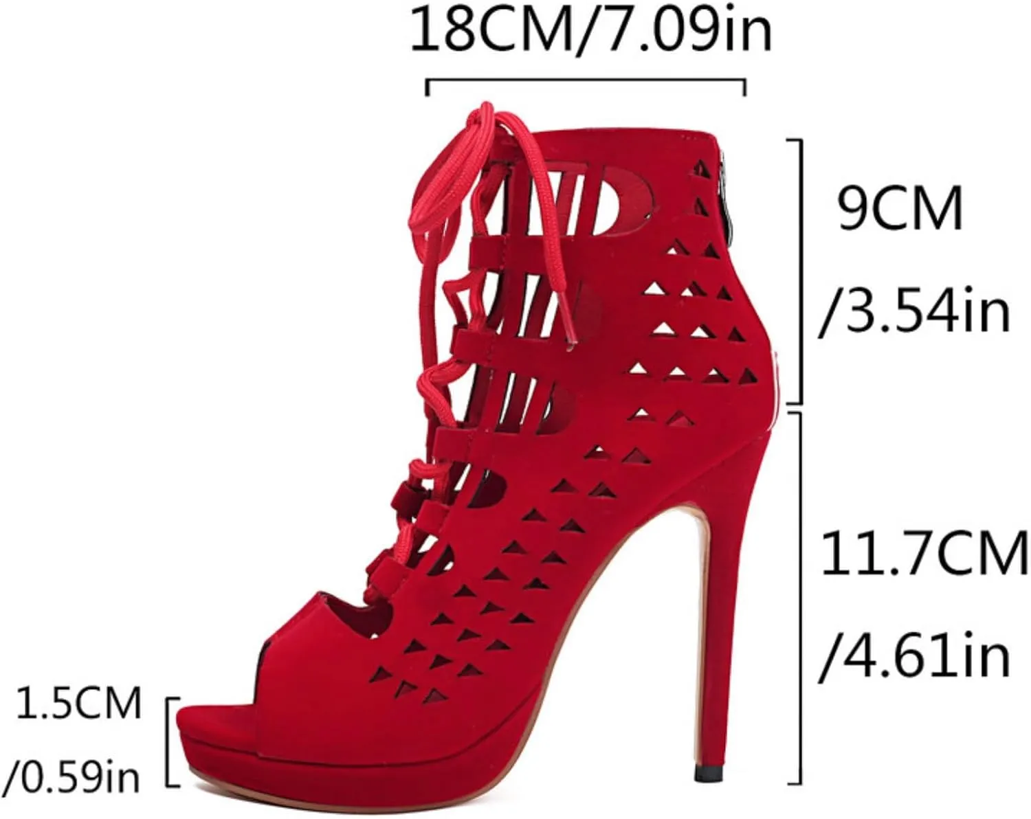 Aflngle Women's Platform Lace-Up Stiletto High Heels Sandals Sexy Pointed Open Toe Hollow Out Back Zipper Gladiator Roma Sandal Shoes Comfortable Non-Slip Wedding Evening Party Dress Pumps