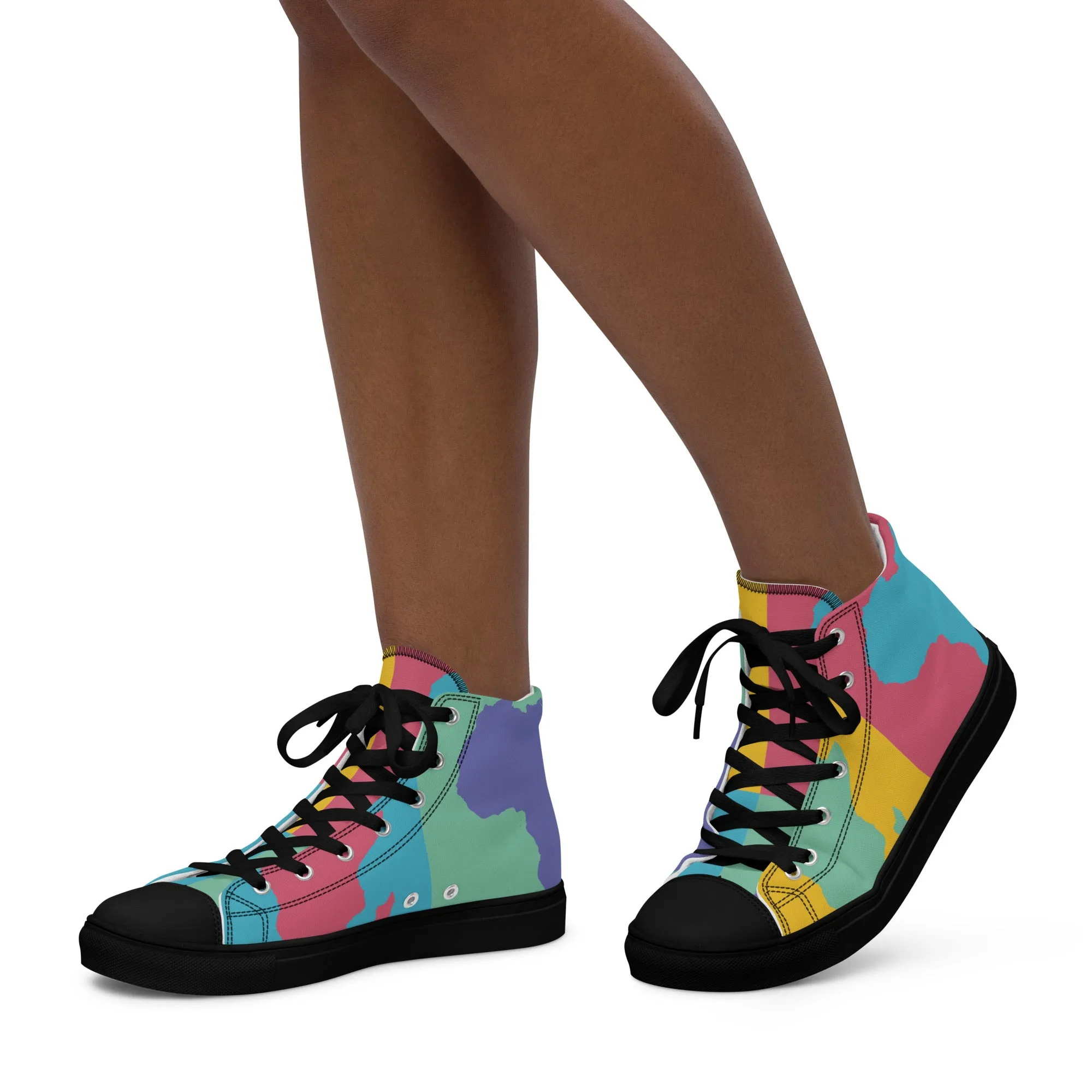 AFRICA WARHOL Women's High Top Canvas Shoes (Retro)