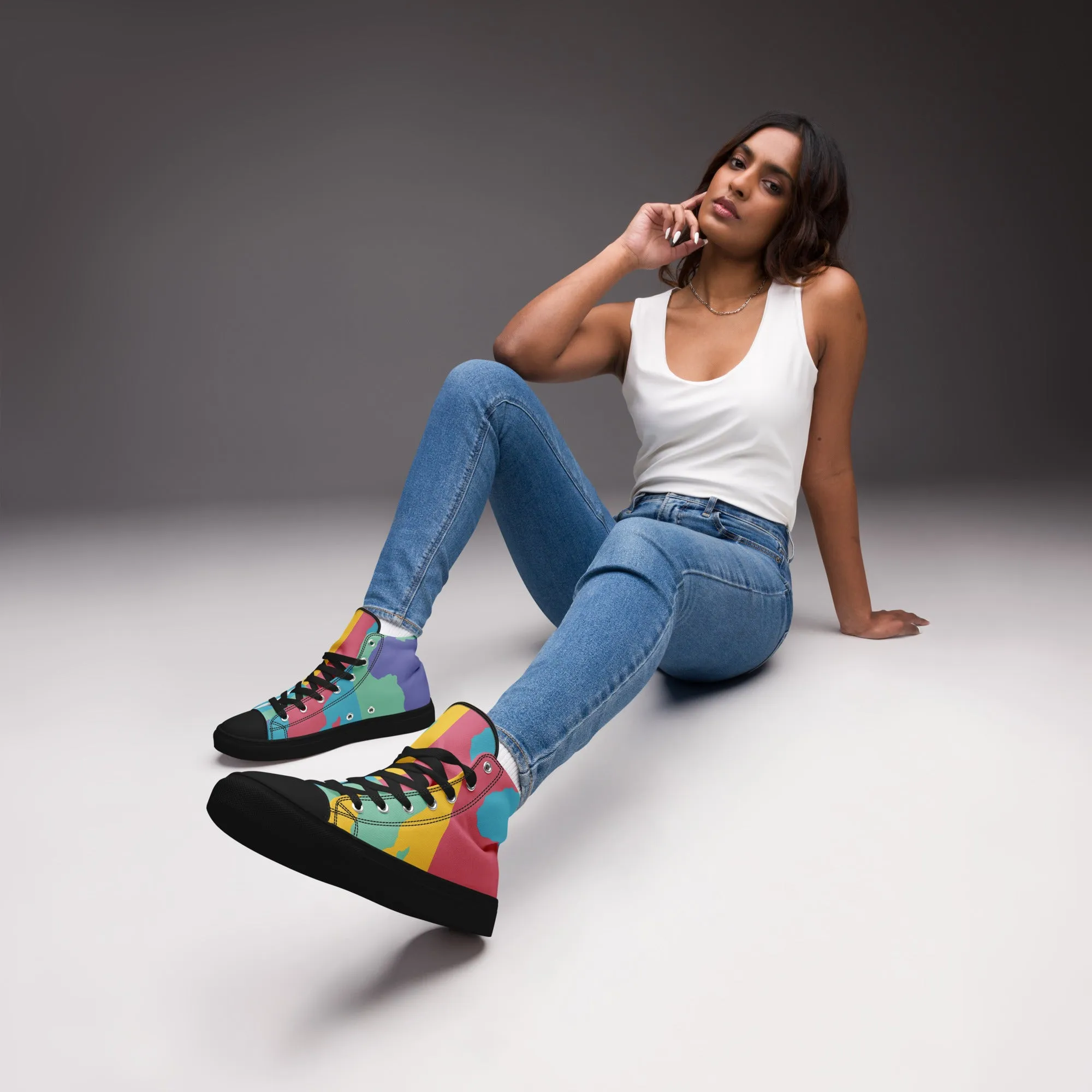 AFRICA WARHOL Women's High Top Canvas Shoes (Retro)