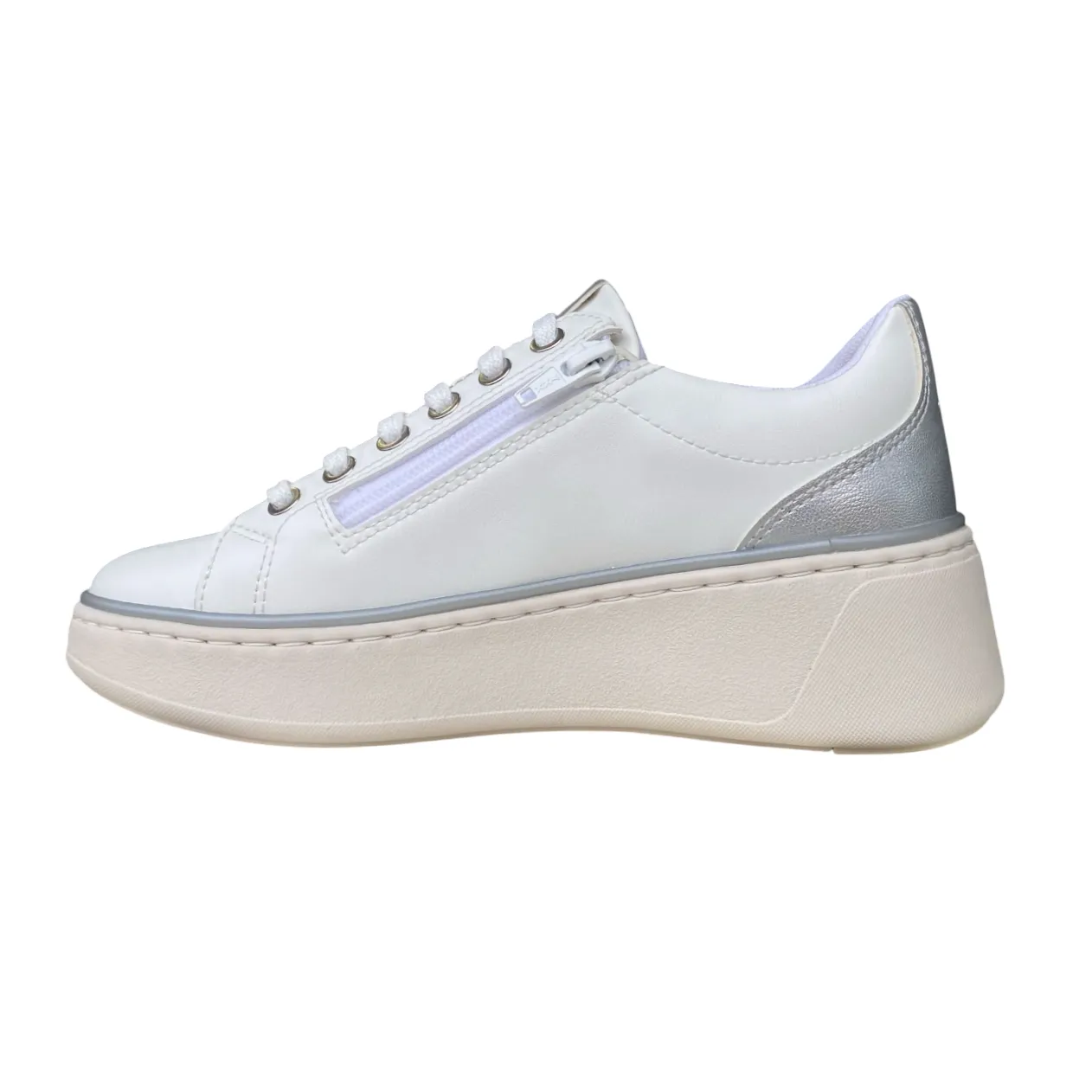 product - differentiation Compression Molded Midfoot Geox scarpa sneakers da donna Sunnetty D55YHA 054AJ C0007 bianco argento