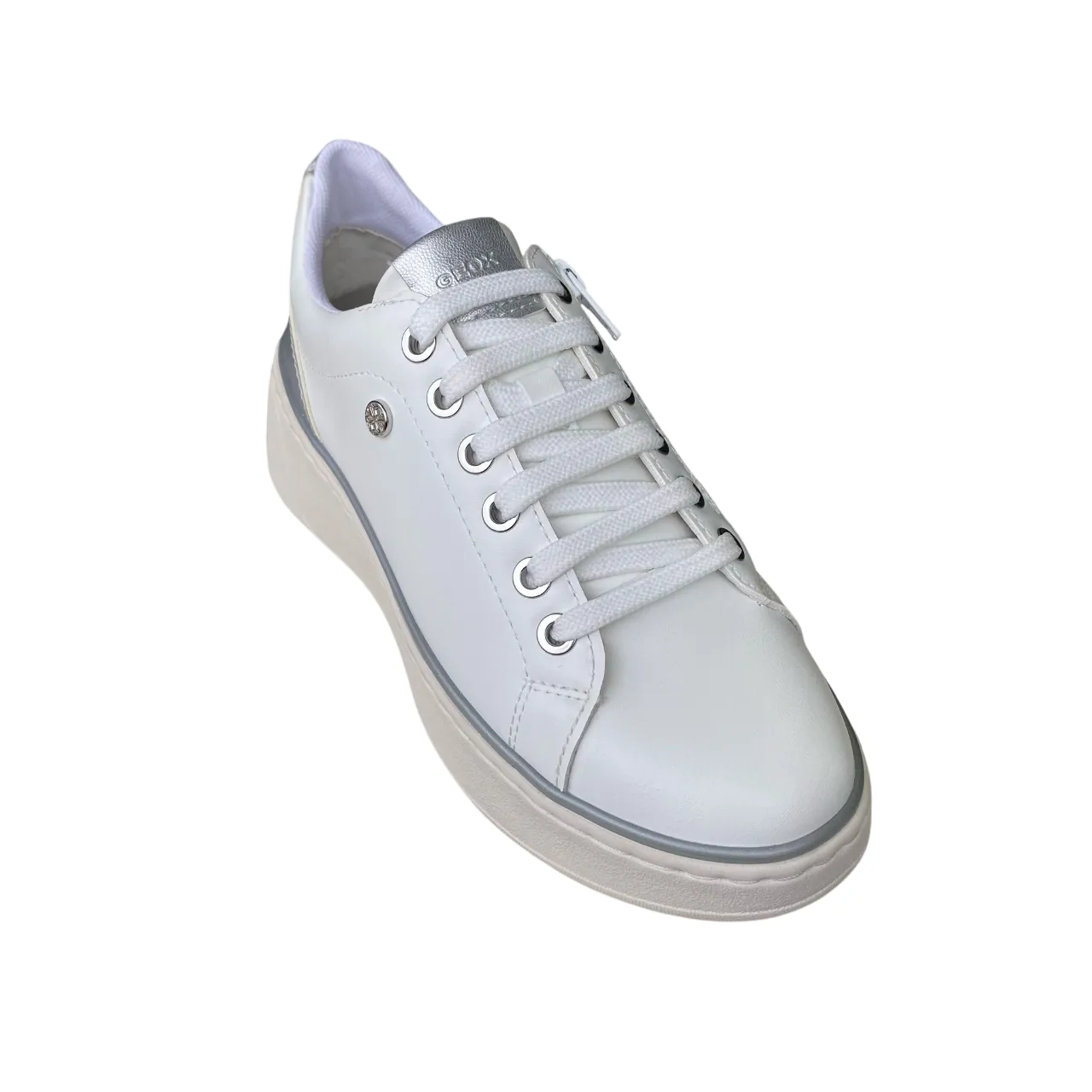 Geox scarpa sneakers da donna Sunnetty D55YHA 054AJ C0007 bianco argento Firm midsole Carbon Fiber