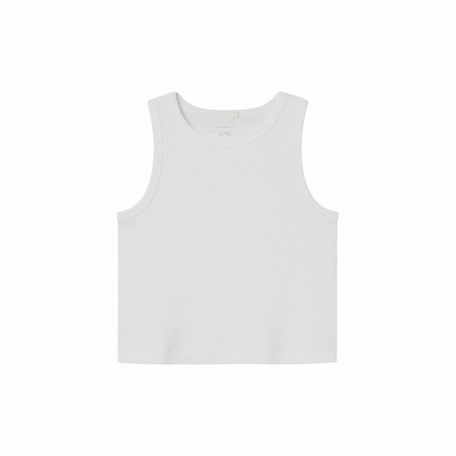 low - visibility Stay Cool Name it canotta corta a costine da ragazza Nakal 13236672 bianco