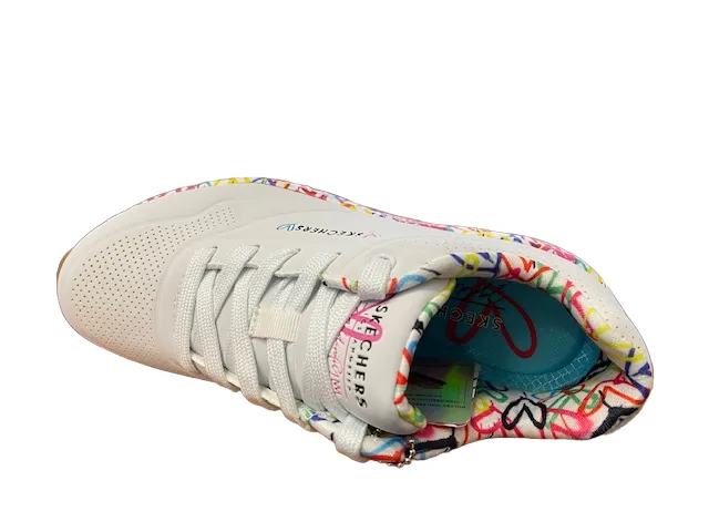 Flexible Midsole Construction Skechers scarpa sneakers da donna Uno Loving Love 155506/WHT bianco