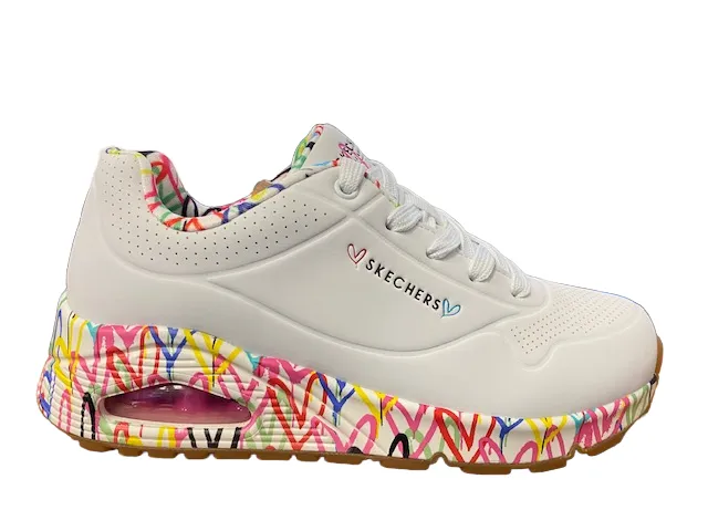 Skechers scarpa sneakers da donna Uno Loving Love 155506/WHT bianco long lasting durability
