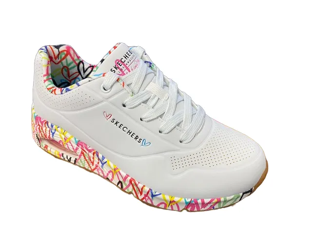 Easy Ankle - collar Skechers scarpa sneakers da donna Uno Loving Love 155506/WHT bianco