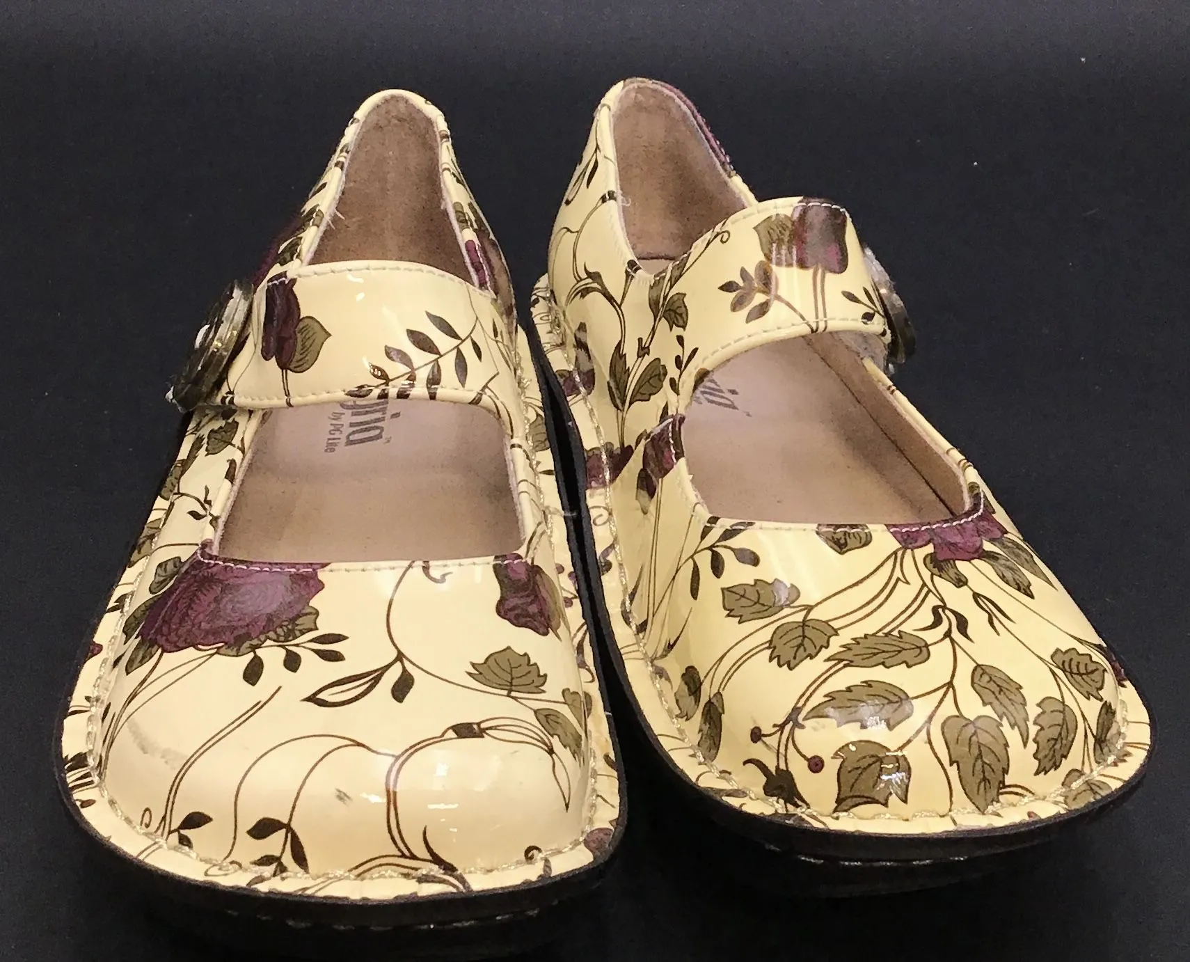 Alegria Women's Paloma PAL-514 Beige Floral Mary Jane Flats - Size EUR 35