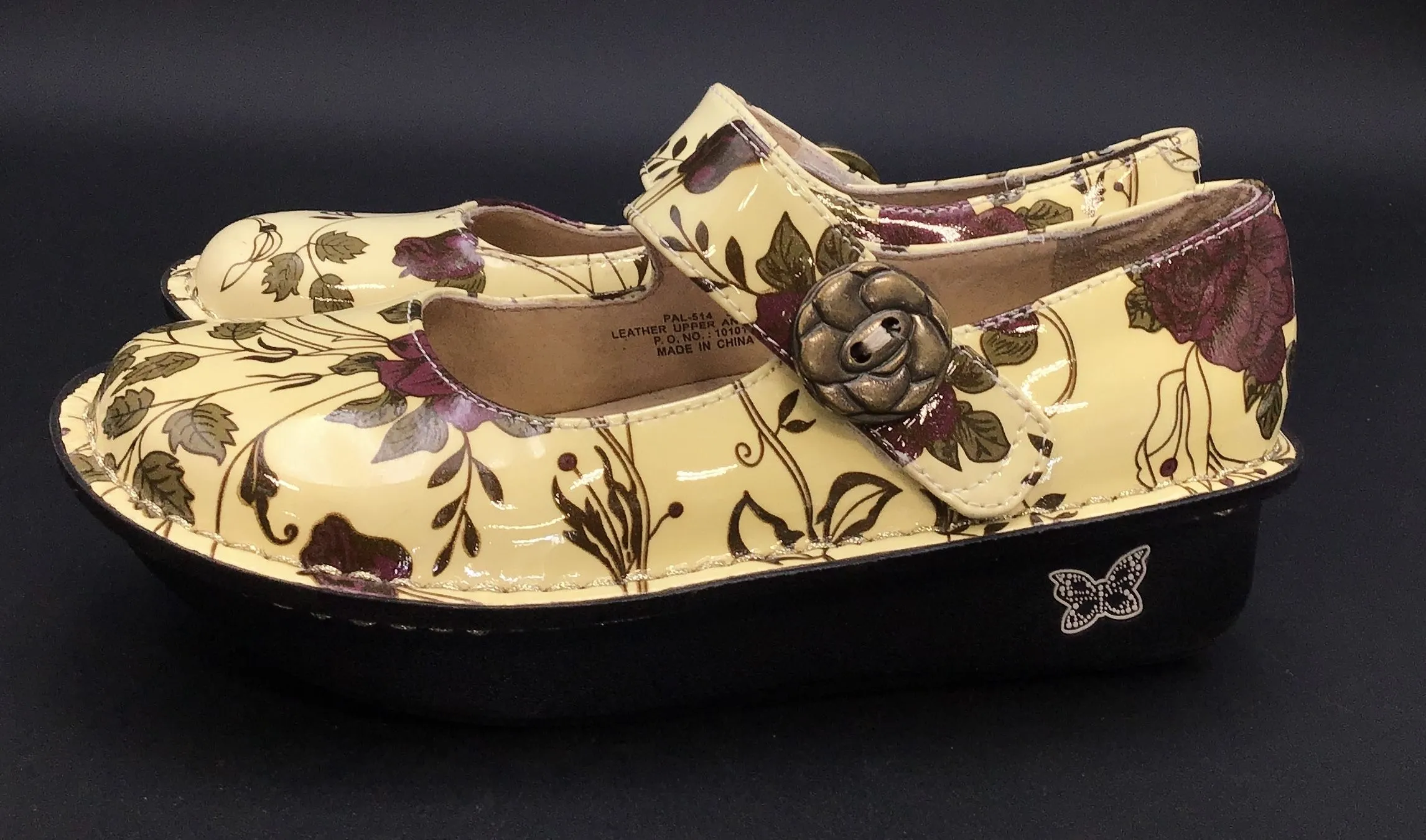 Alegria Women's Paloma PAL-514 Beige Floral Mary Jane Flats - Size EUR 35