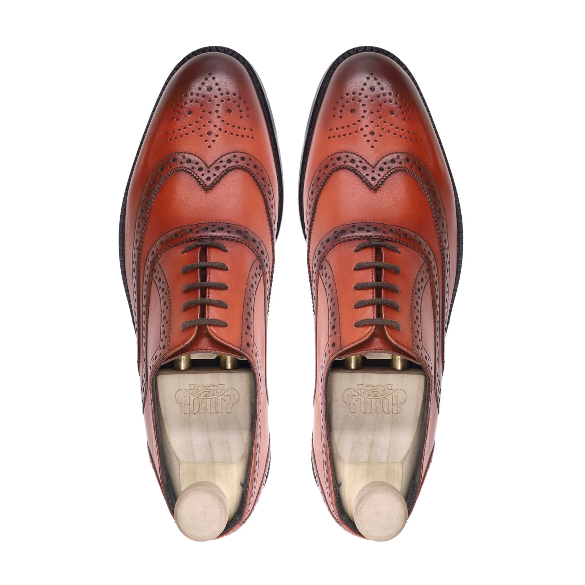 Ales -  Men's Orange Tan Calf Leather Oxford Shoe