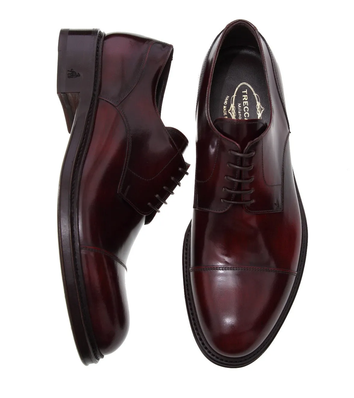 Alfonso Burgundy Calfskin Derby Shoes