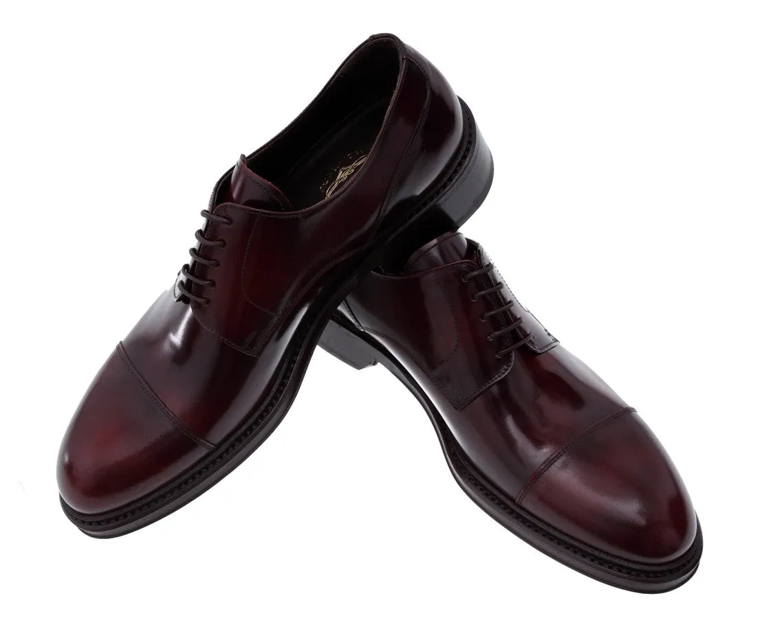 Alfonso Burgundy Calfskin Derby Shoes
