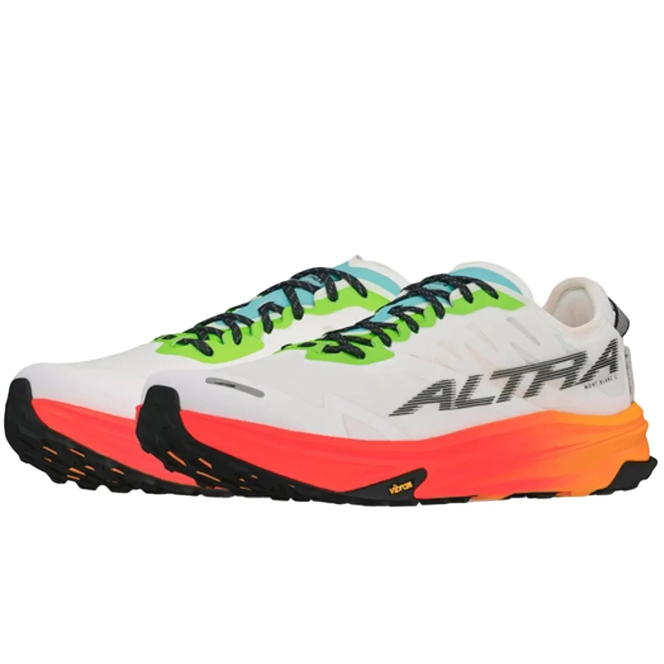 running in humid weather Altra Men's Mont Blanc Carbon Trail Running Shoes in White/Orange AW25