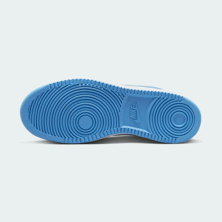 Nike Ebernon Low Men's White/Blue Leather Trainers AQ1775 102 Ankle Strap Impact Absorption Cushioning