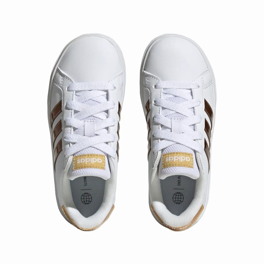 Adidas sneakers unisex Grand Court 2.0 K GY2578 cloud white-matte gold Minimalist Shoe Design Elastic Lace System