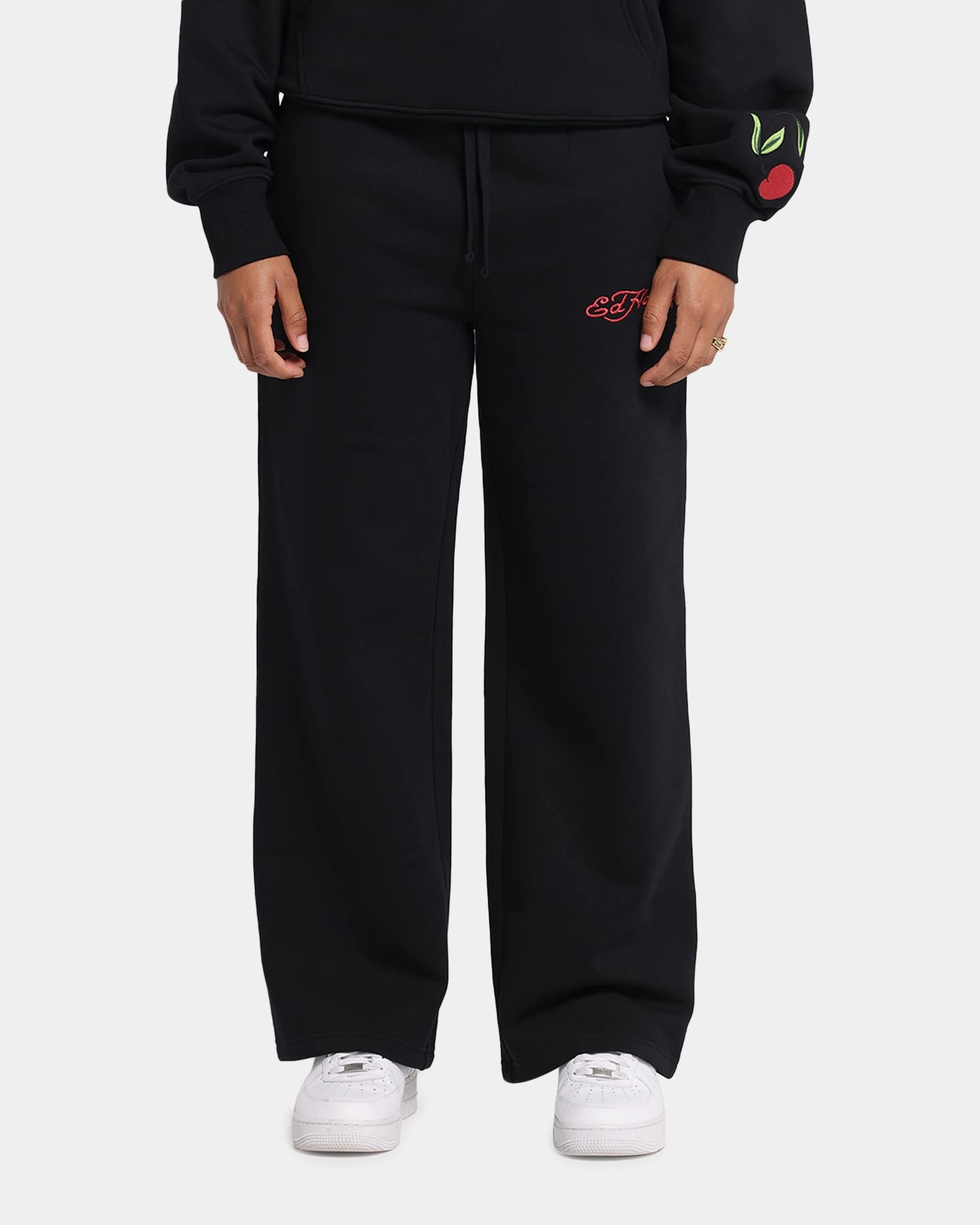 Ed Hardy Cherry Trackpants Black Elastic Cuff AntiStaticLining