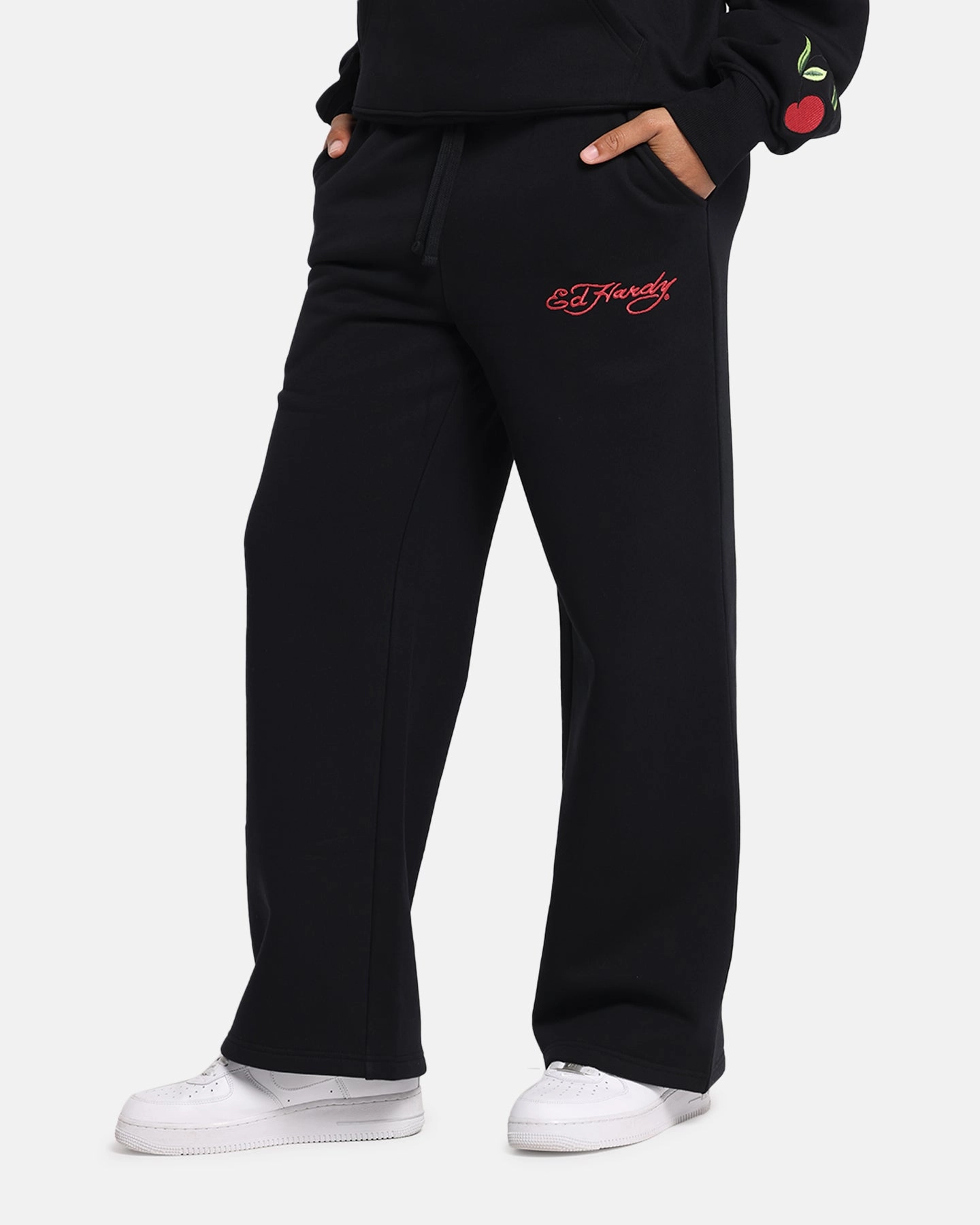 Ed Hardy Cherry Trackpants Black Smooth Finish Fast Move