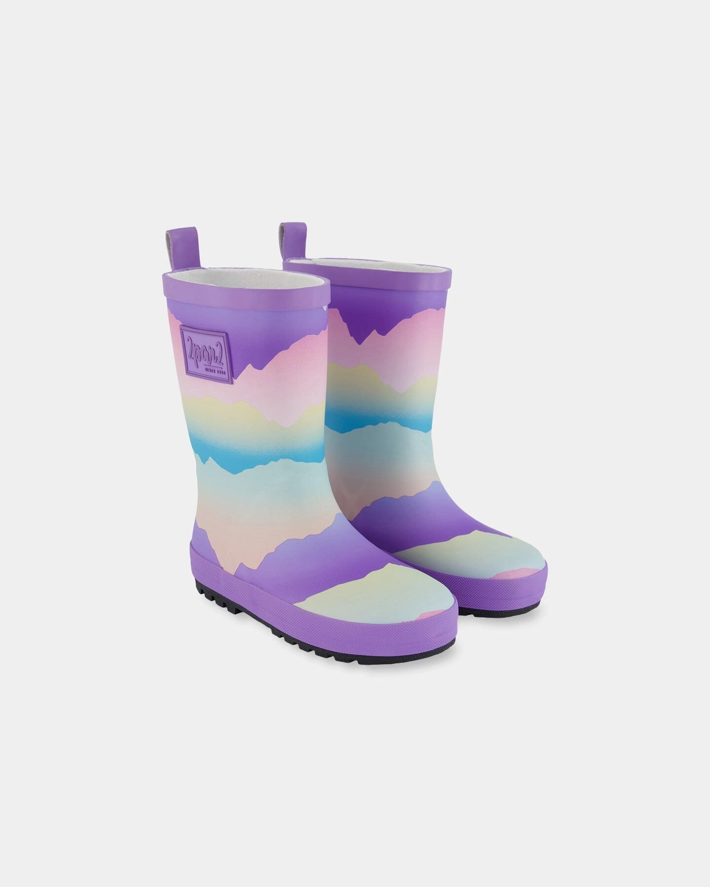 Printed Rain Boots Mauve And Blue, Pink Mountain Ready Motion