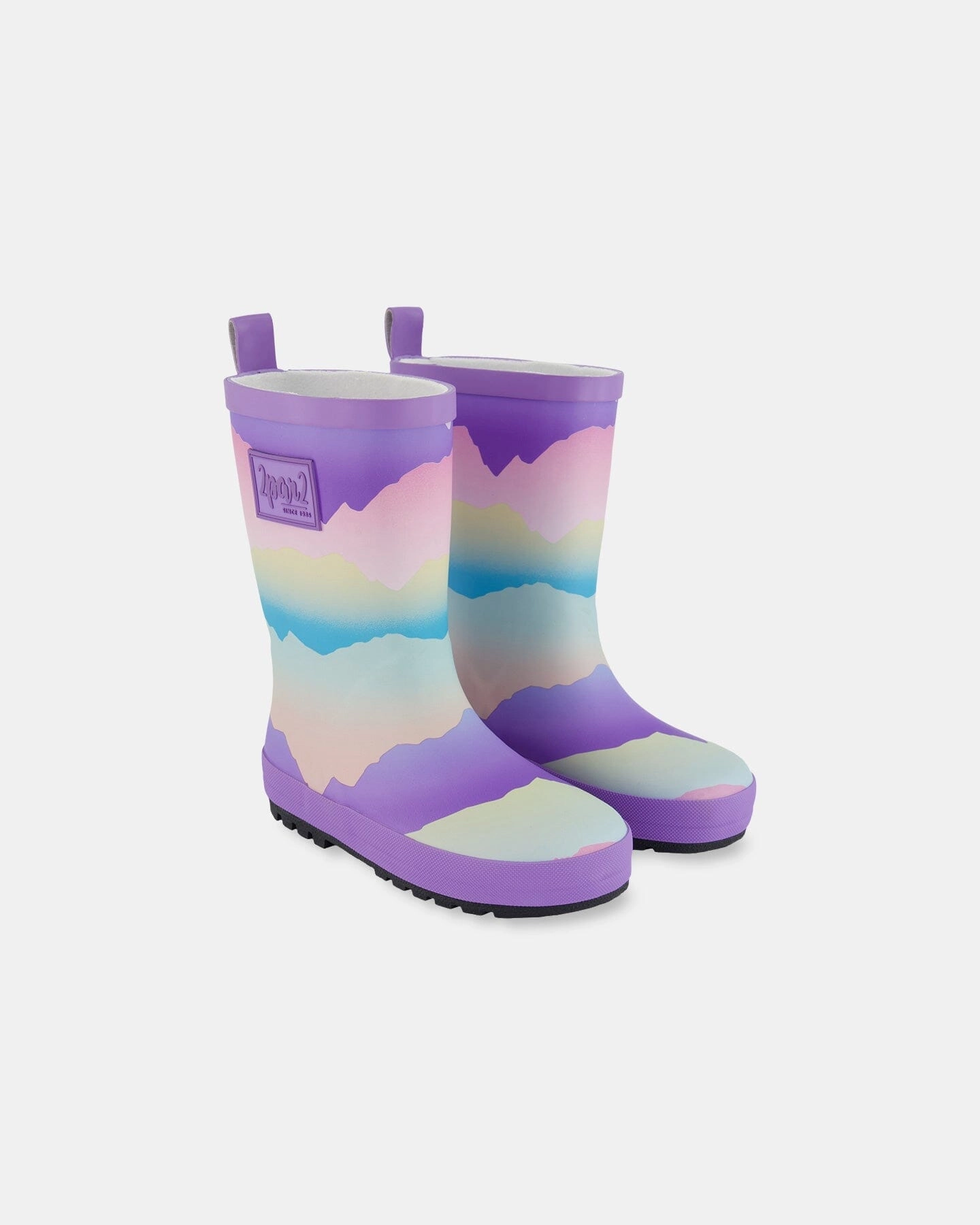 Sustainable materials Lace   Up Printed Rain Boots Mauve And Blue, Pink Mountain