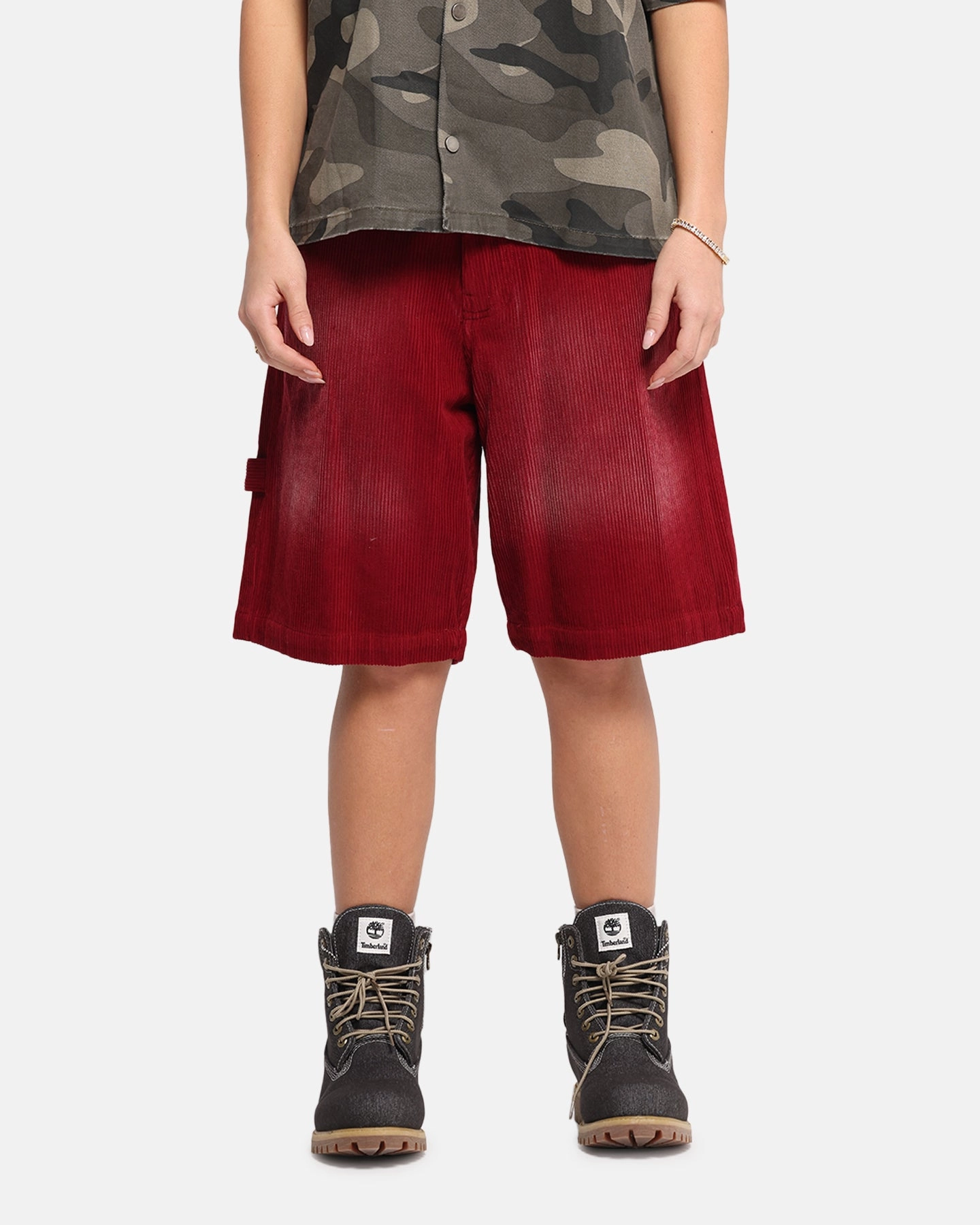Cozy And Stylish XXIII Corduroy Wash Jorts Burgundy