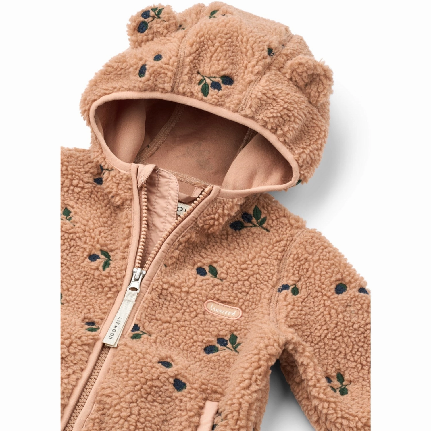 LIEWOOD Berry / Pale Tuscany / Embroidery Mara Pile Jacket With Ears Odor Resistant Lining