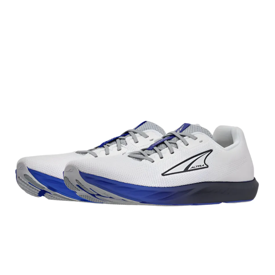 Altra Men's Escalante 4 Running Shoes in White/Blue AW25 running in a mud run