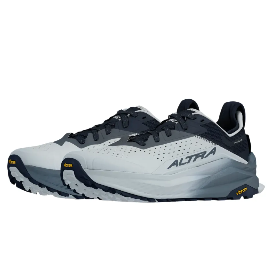 Altra Men's Olympus 6 Trail Running Shoes in Dark Blue AW25 running in a valley shoes