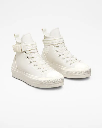 Converse scarpa alta da donna con zeppa e fascetta alla caviglia A04270C white vintage-egret Lightweight Build
