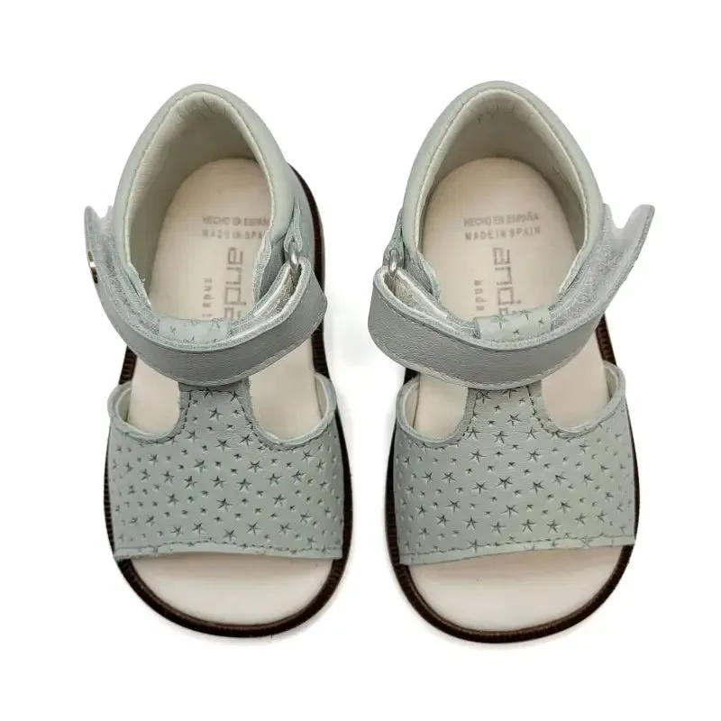 Andanines Mint Star Imprint Velcro Baby Sandal 251275
