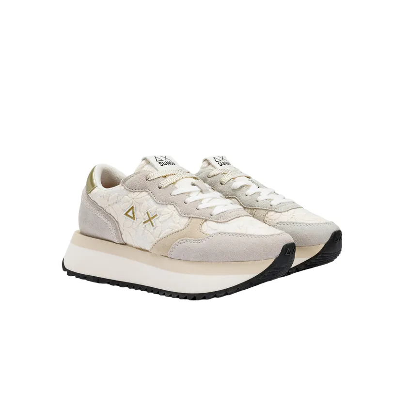 Friction Free Sun68 scarpa sneakers da donna Big Lace Z34209 01 bianco