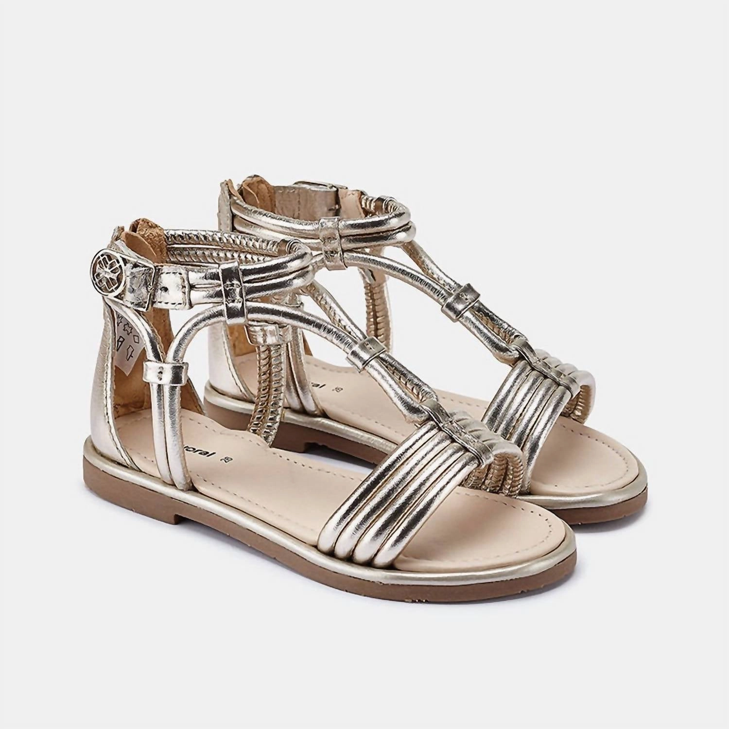 SlimFit Flex Groove Engineering Kid's Leatherette Sandal Bg In Platinum