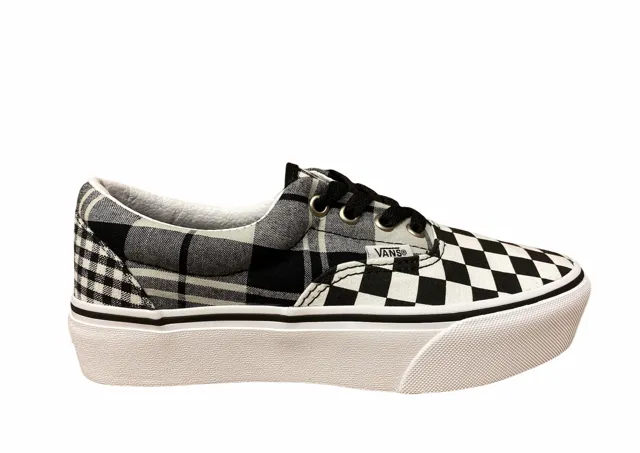 heel - cup - feature shoes Vans scarpa sneakers da donna con zeppa Era Platform con fantasia quadri VN0A3WLUVYD1 bianco nero