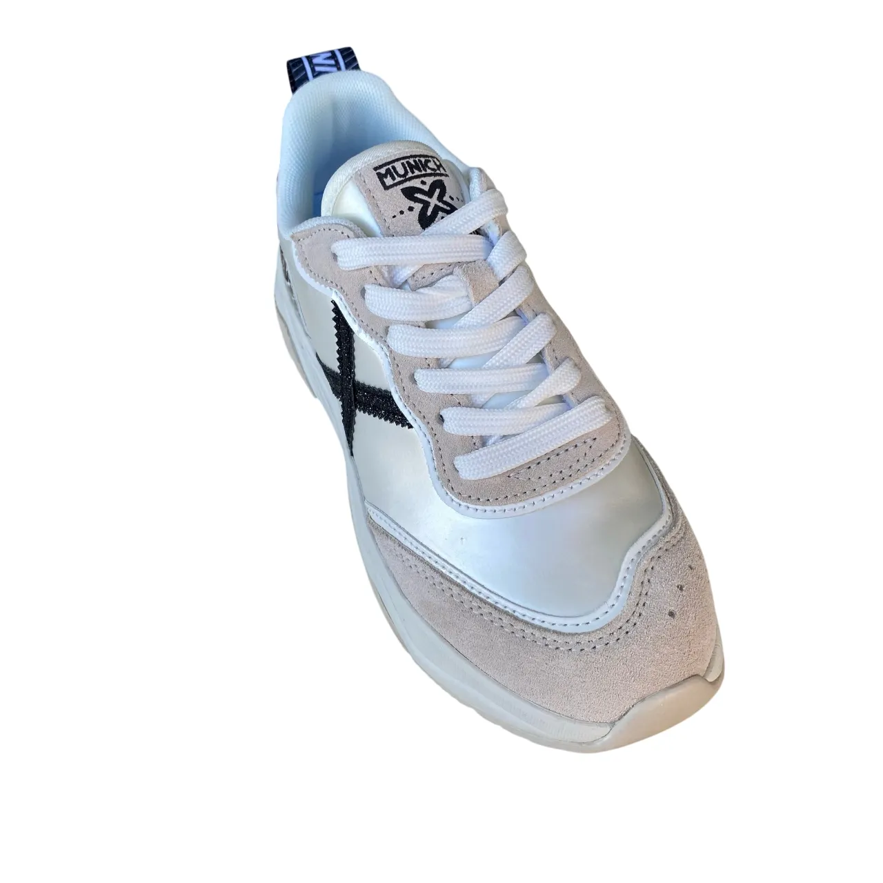 Lightweight Feel customizable - design shoes Munich scarpa sneakers da donna con X glitter nera e tallone pitonato Wave 170 perla