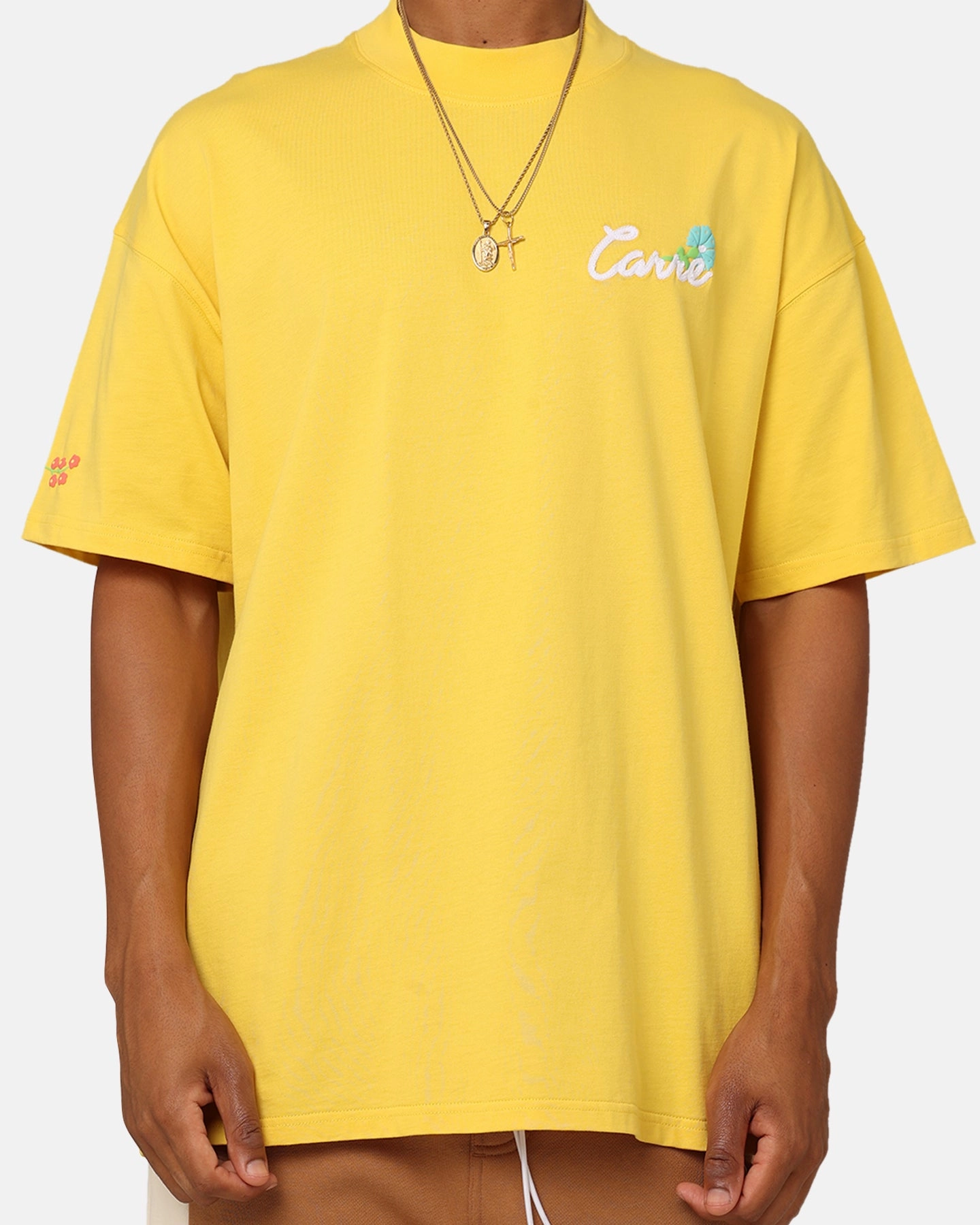 Modern innovation Unique Design Carre Floraux Oversized T-Shirt Yellow