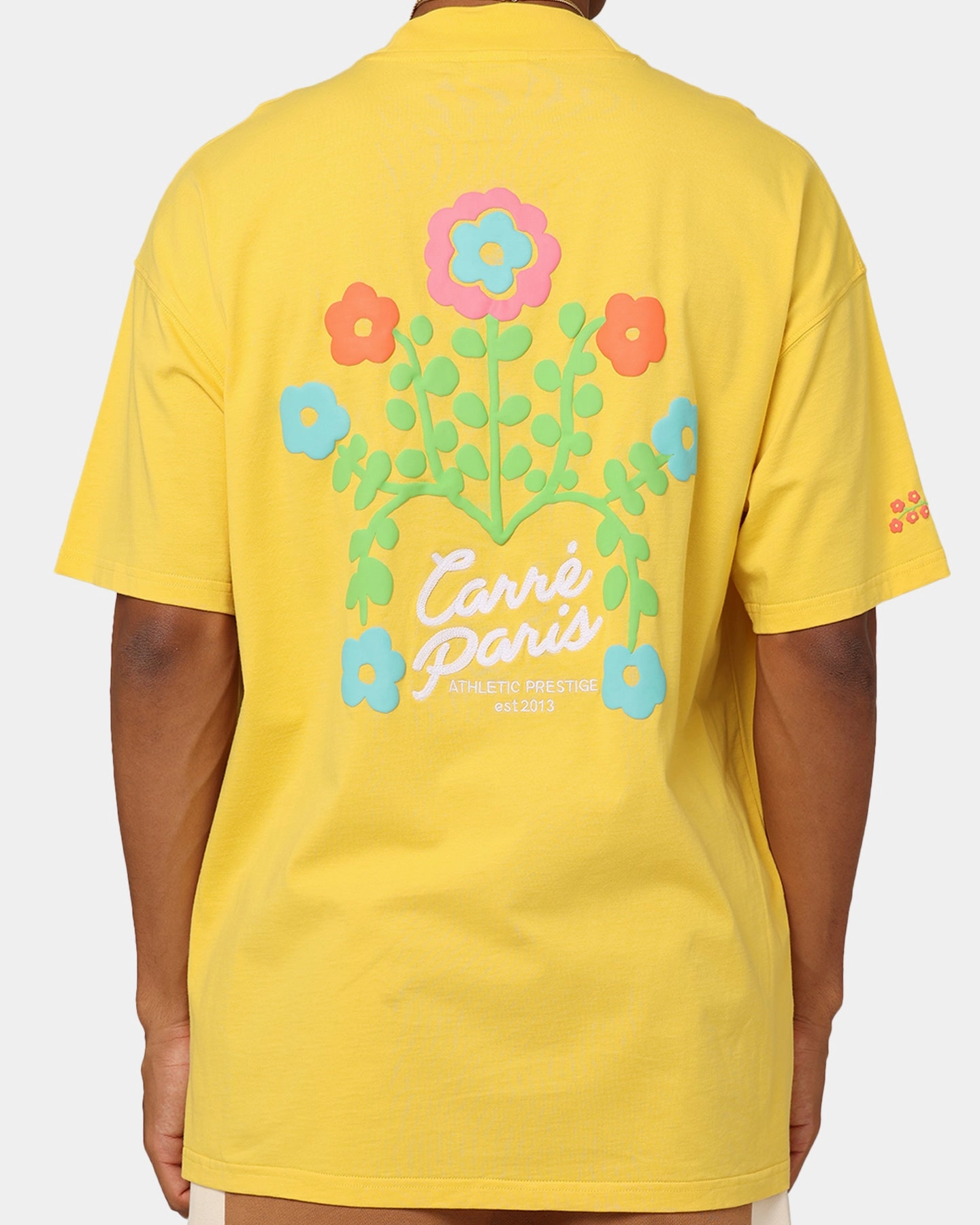Light Fashion Carre Floraux Oversized T-Shirt Yellow