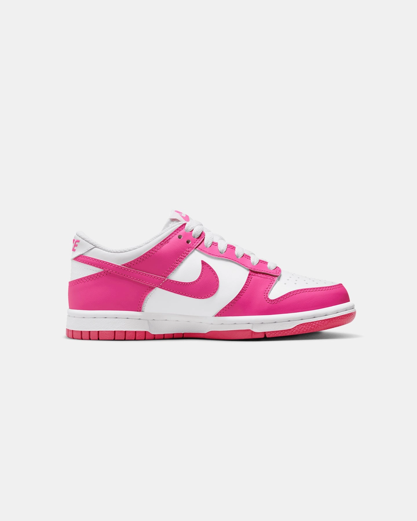 Anti Torsion System Foot Fit Nike Kids' Dunk Low (GS) White/Laser Fuchsia