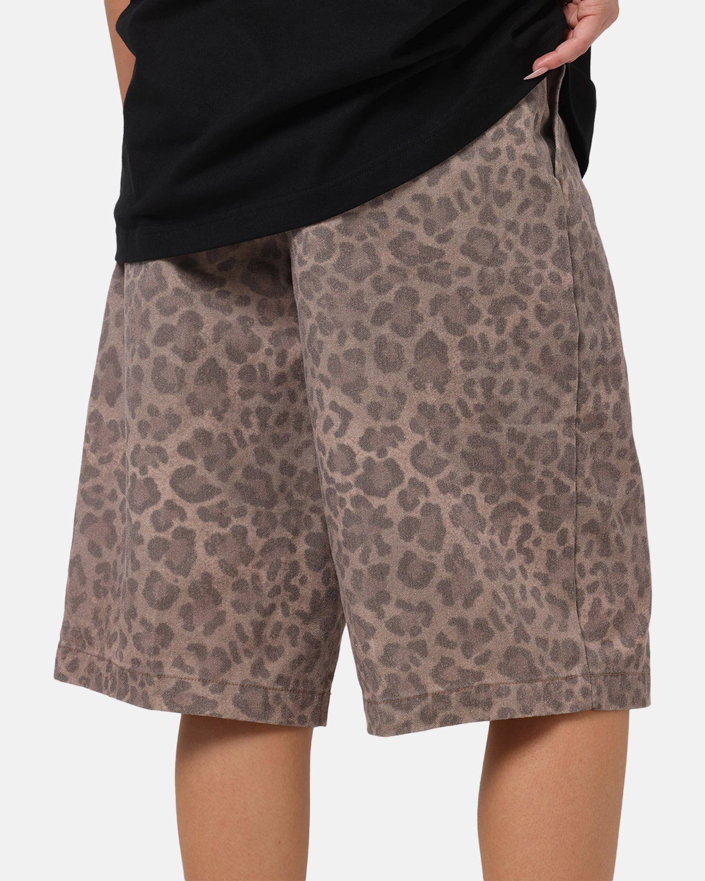 Playboy All Over Print Shorts Leopard Beige Easy Care Movement Flex