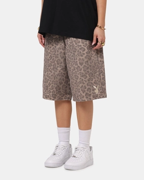 Playboy All Over Print Shorts Leopard Beige Active Appeal