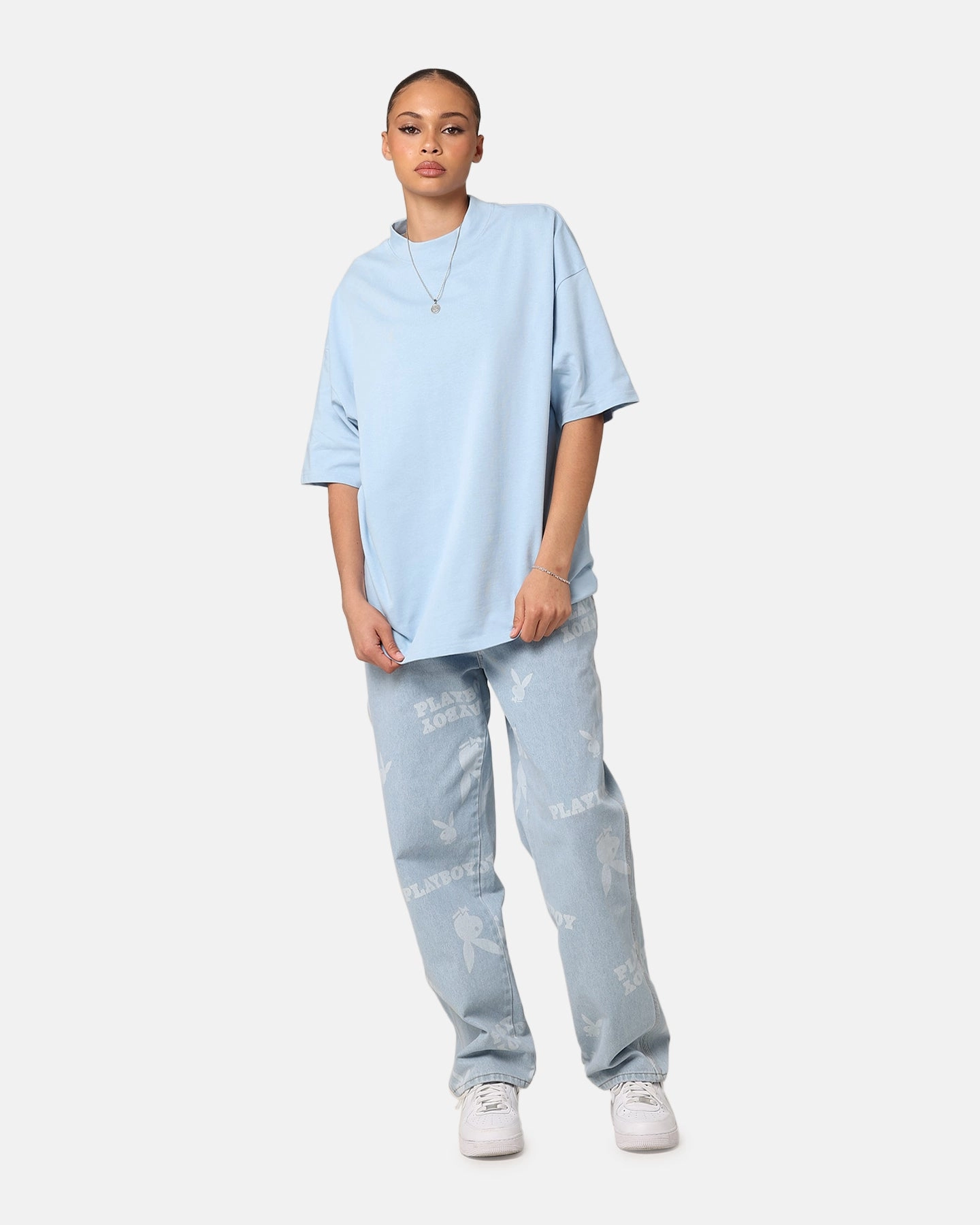 Culture Kings Oversized Blank T-Shirt Light Blue Comfy Layer