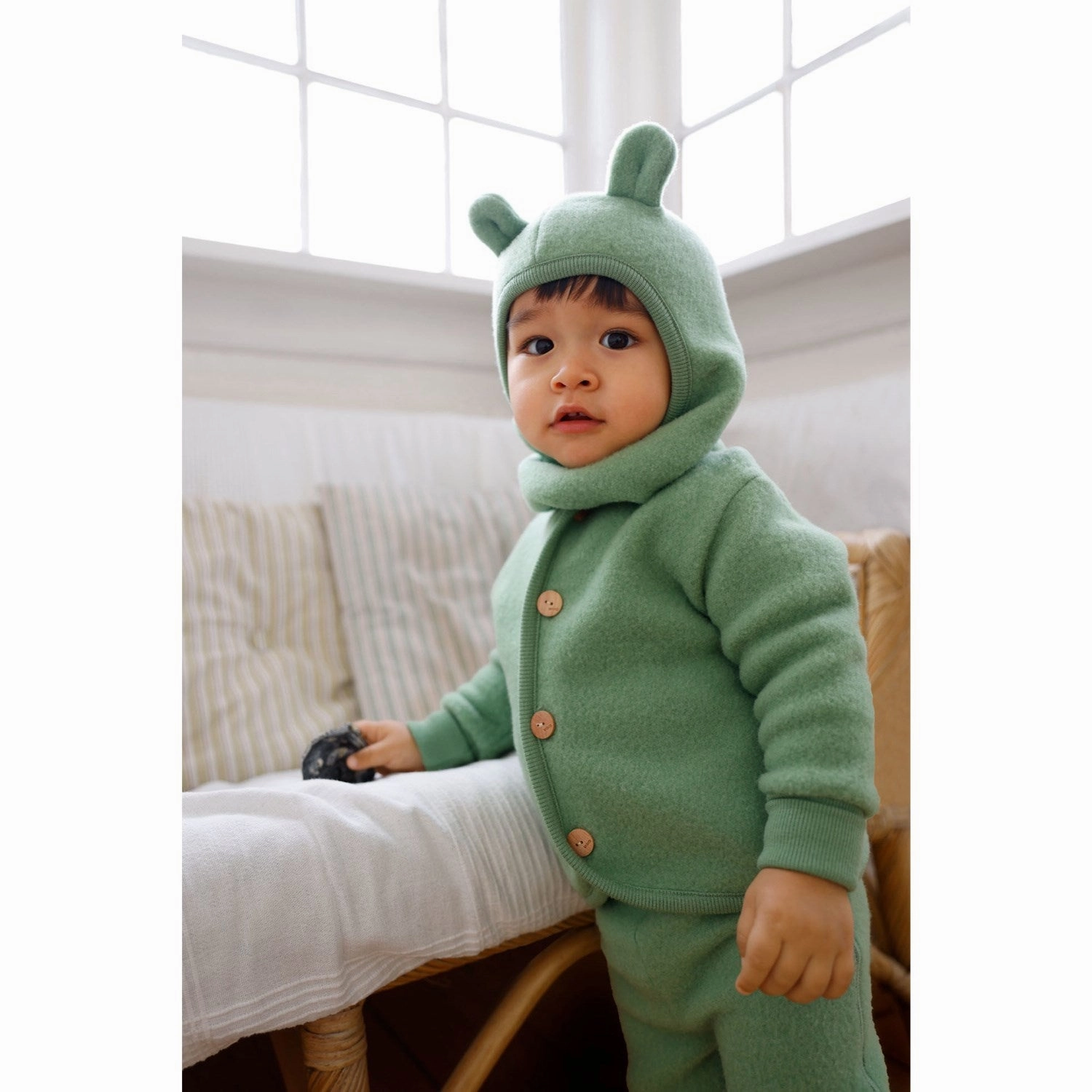 Molo Moss Green Umber Fleece Jacket Layer Up Style Teflon coating