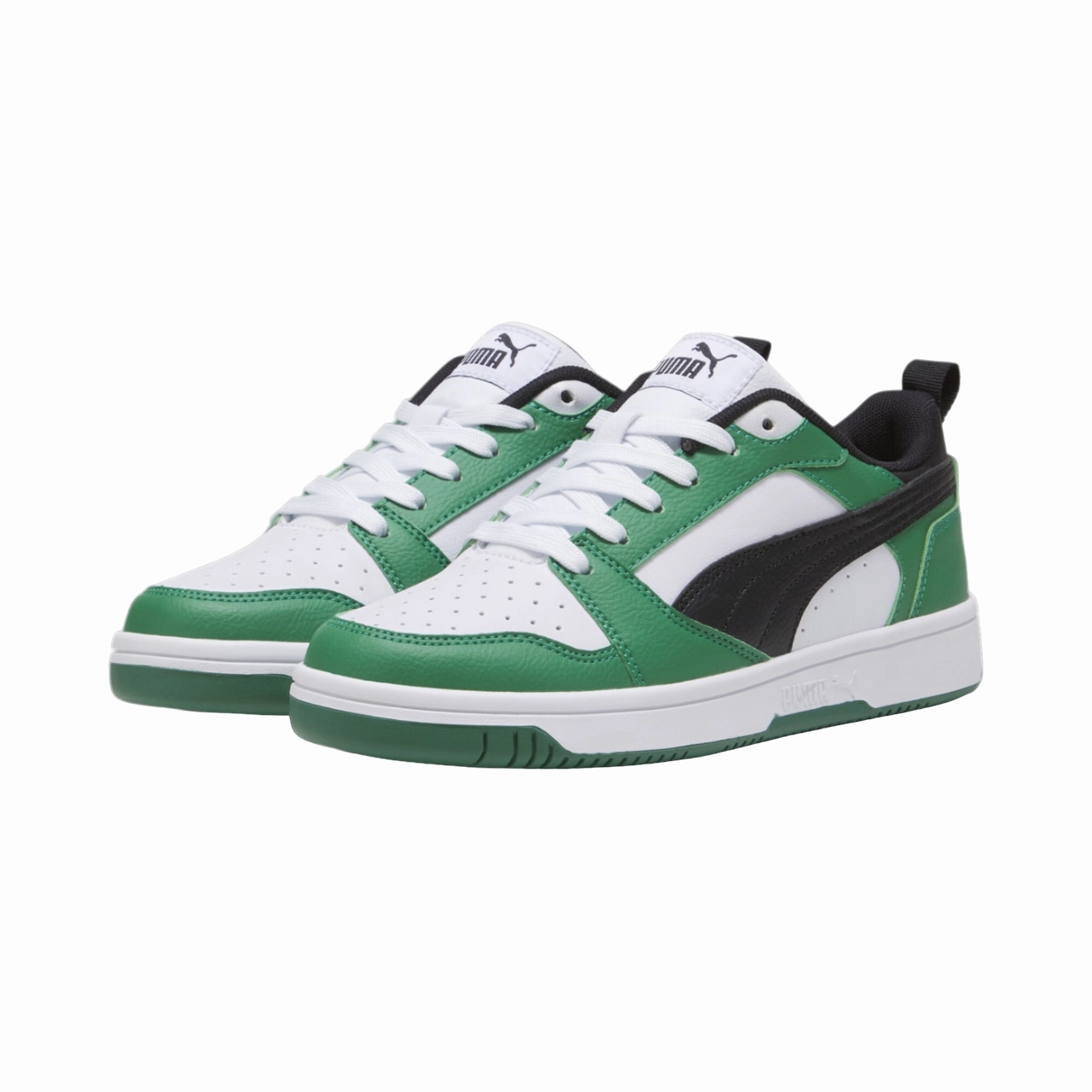 high - arch shoe support Slip   On Puma scarpa sneakers da ragazzi Rebound v6 393833-05 bianco-nero-verde