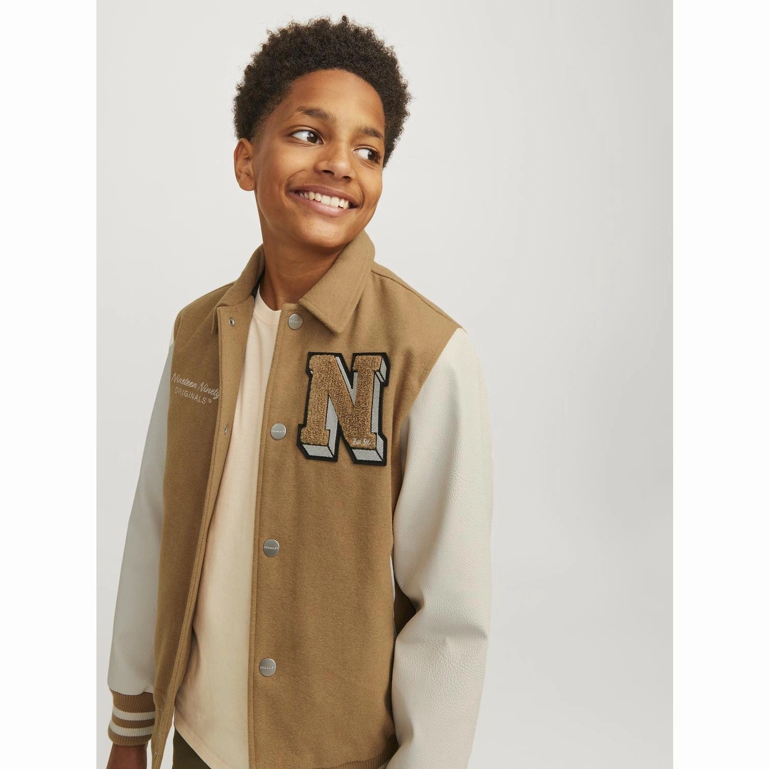 Adjustable Detachable Hood Jack & Jones Junior Forest River Carter Varsity Wool Blend Bomber Jacket