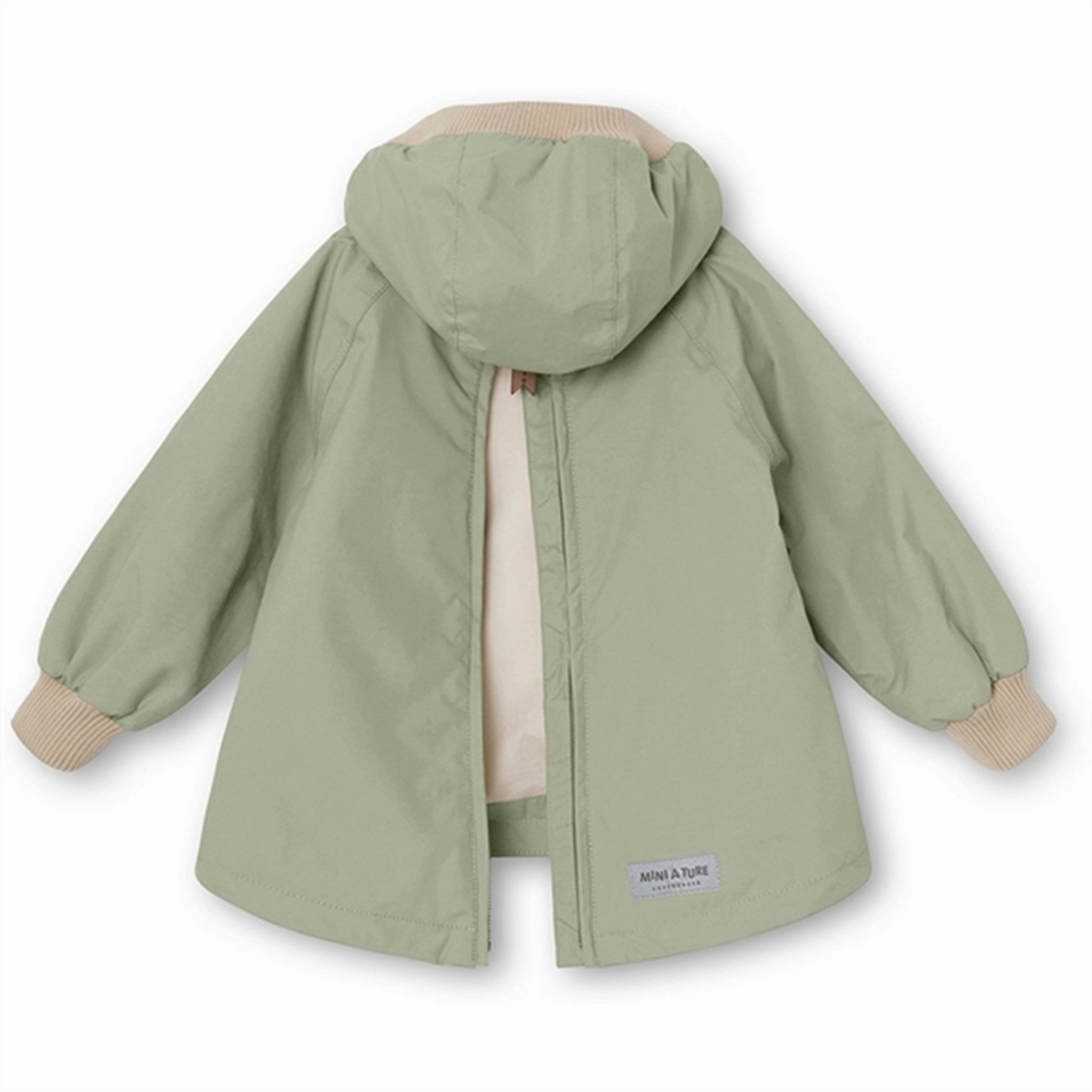 MINI A TURE Baby Vito Spring Anorak Desert Sage Light Reflective Zippers