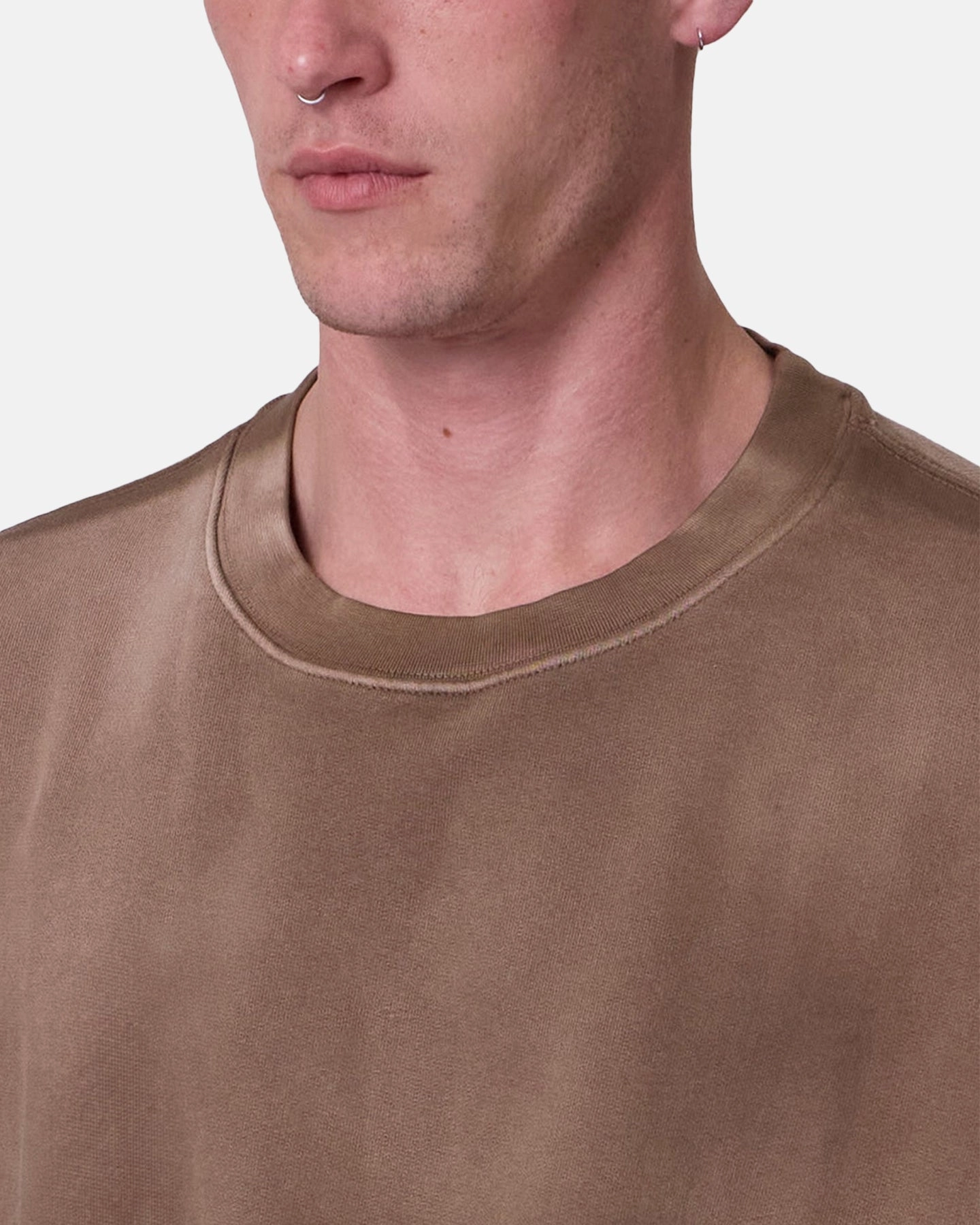 MNML Oversized Crewneck T-Shirt Tan Light Fit Self Fabric Tape